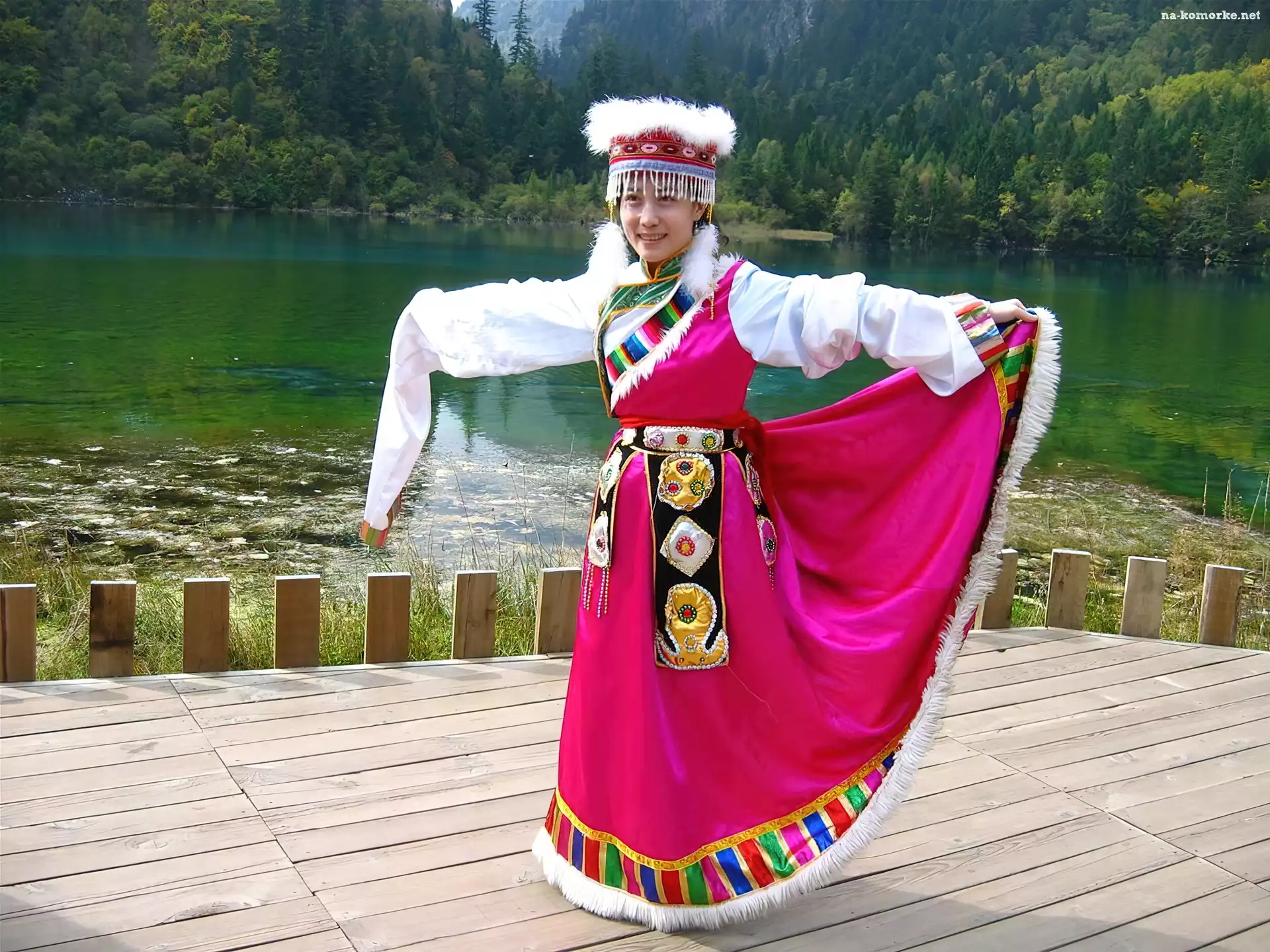 Chiny, Dziewczynka, Chinka, Jezioro, Lasy