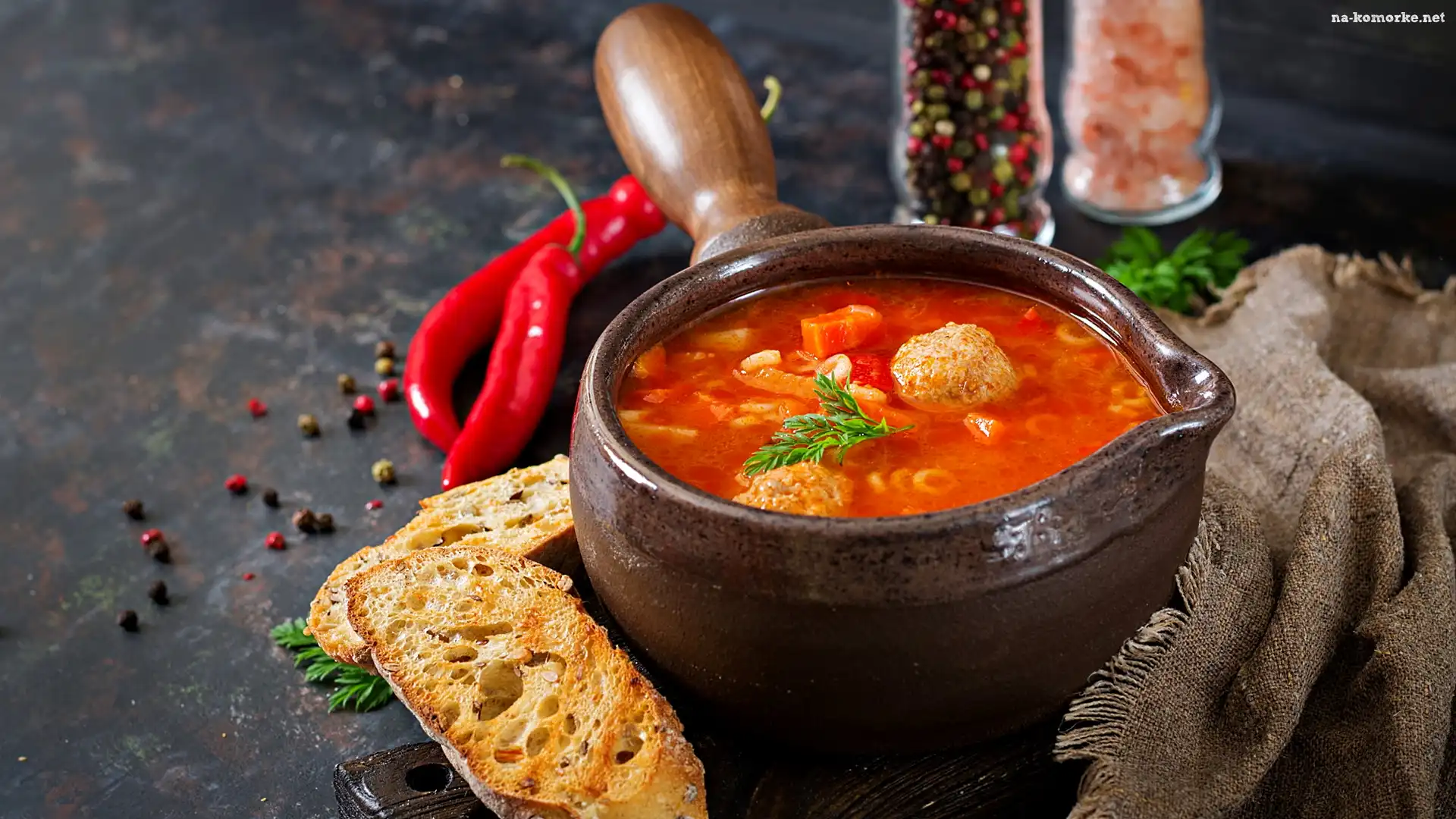 Chleb, Rondel, Zupa, Pomidorowa, Klopsiki