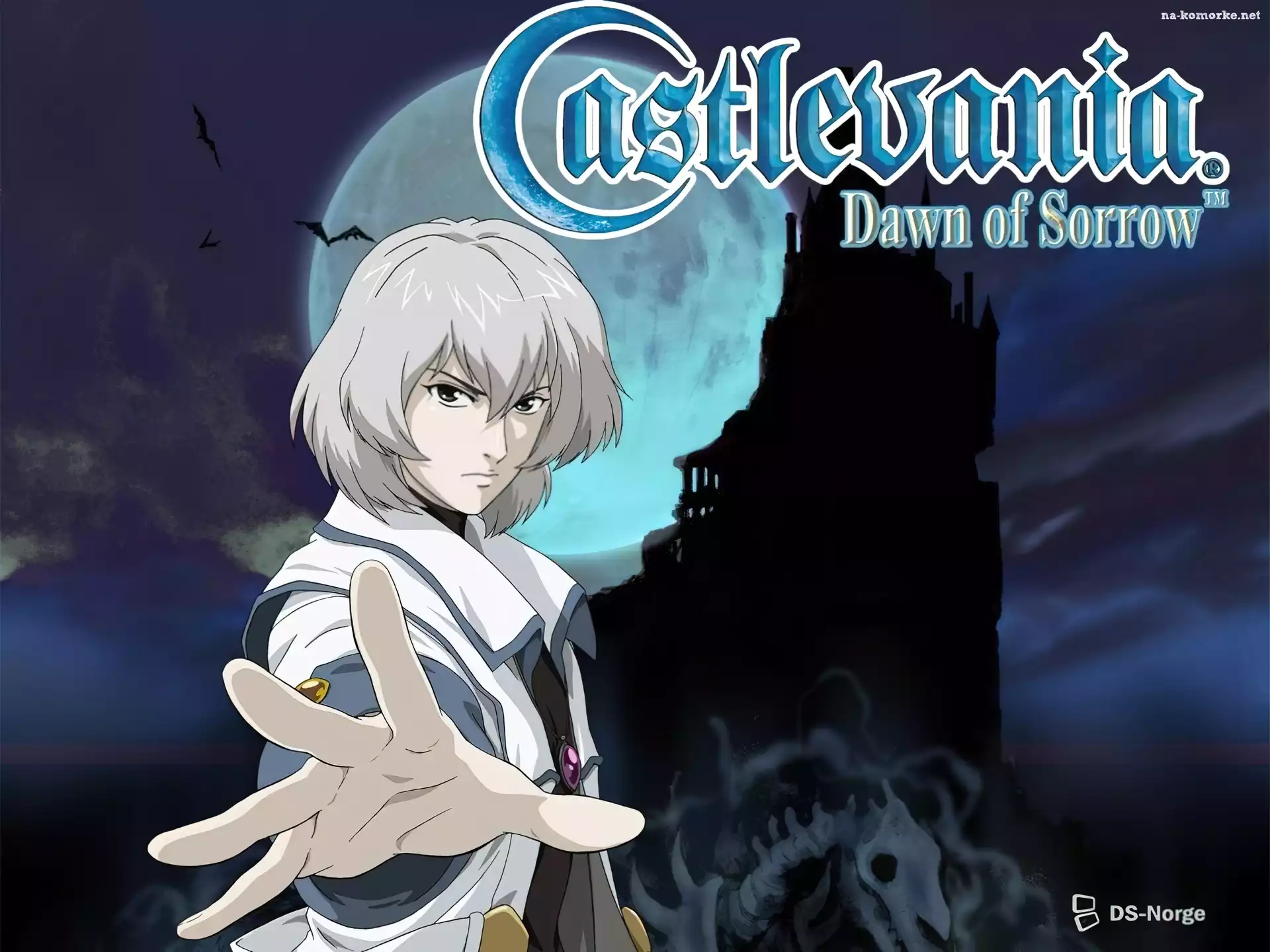 chłopak, noc, Castlevania, księżyc, dłoń, zamek