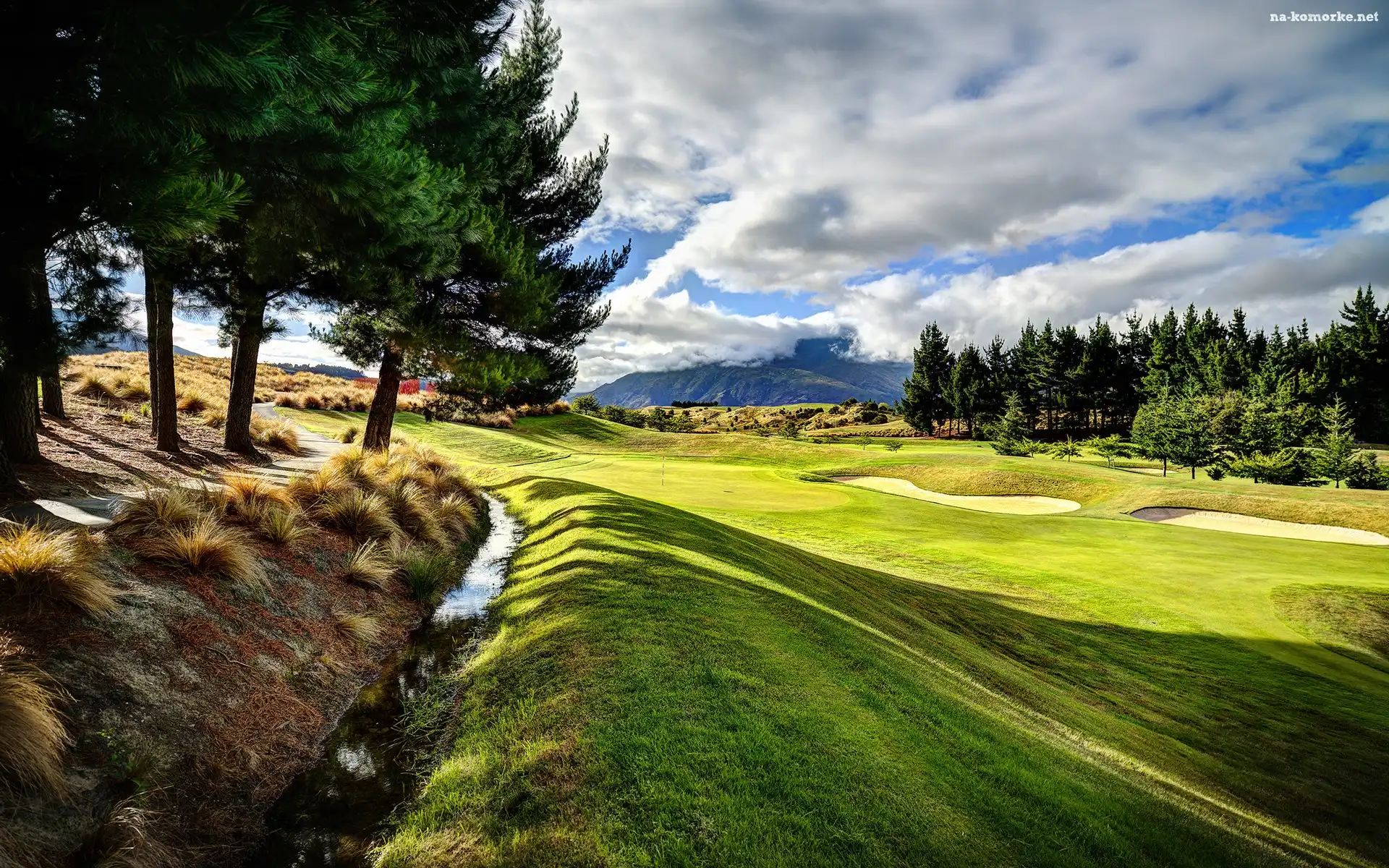 Chmury, Łąka, Pole, Golfowe, Las