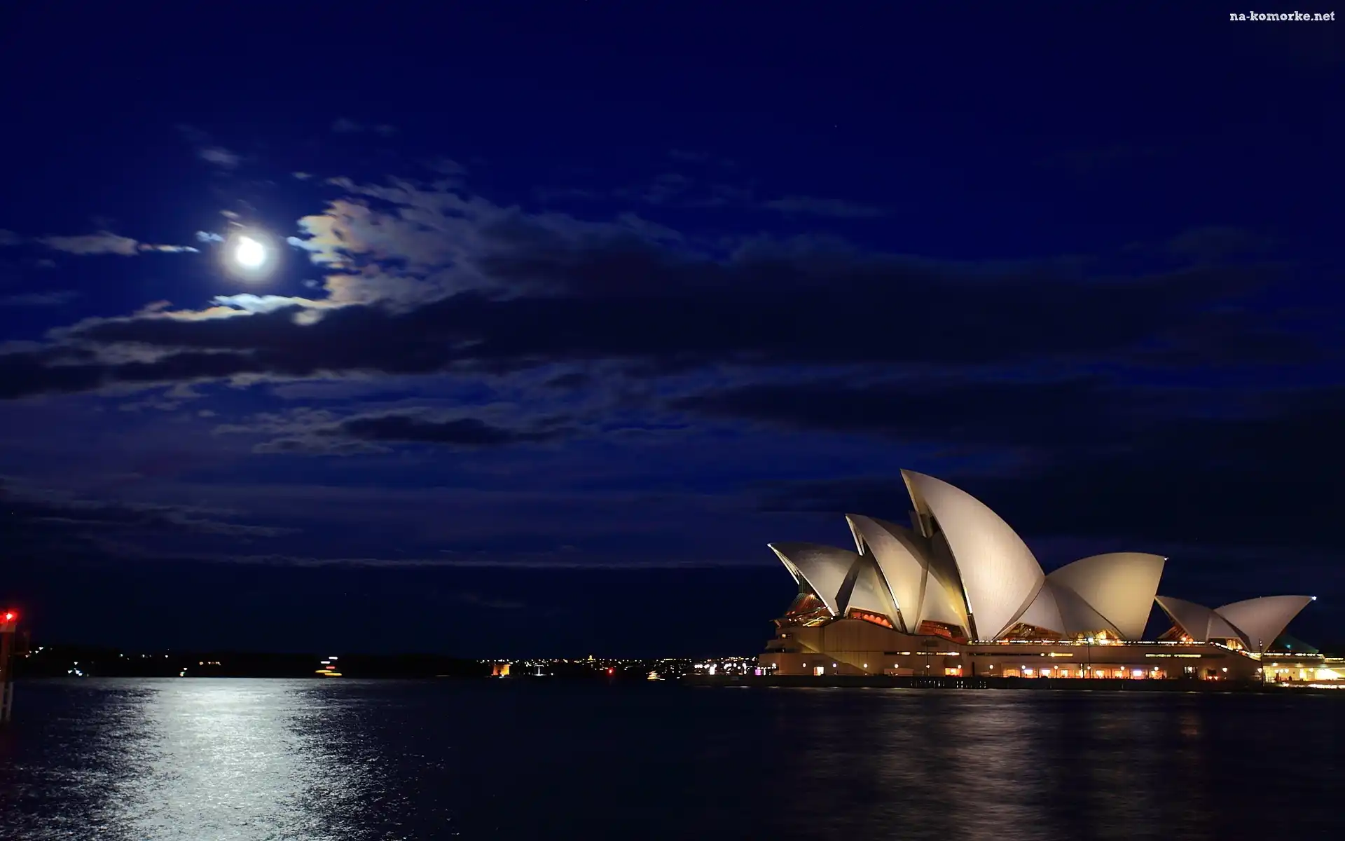Chmury, Australia, Sydney, Noc, Księżyc