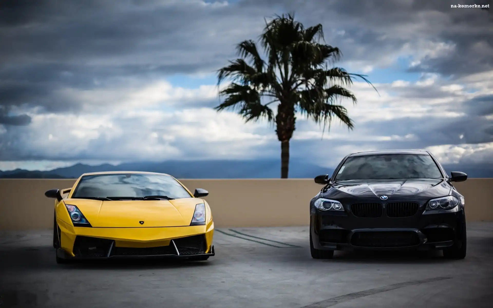 Chmury, BMW f10, Lamborghini, Palma, Góry