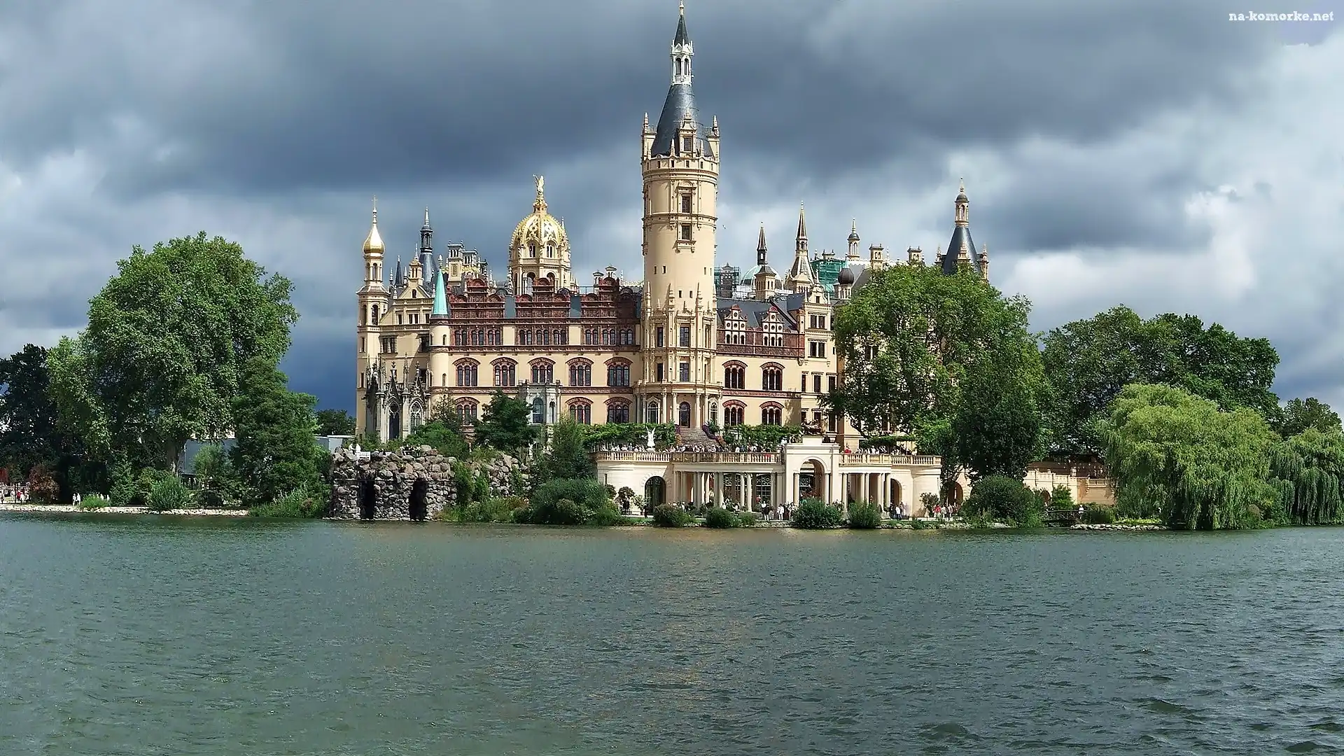 Chmury, Zamek, Schwerin, Park, Jezioro