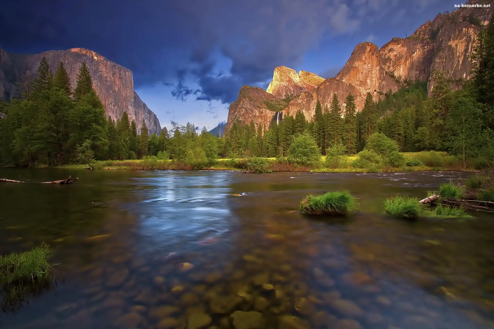 Stany Zjednoczone, Chmury, Rzeka, Stan Kalifornia, Park Narodowy Yosemite, Góry, Lasy