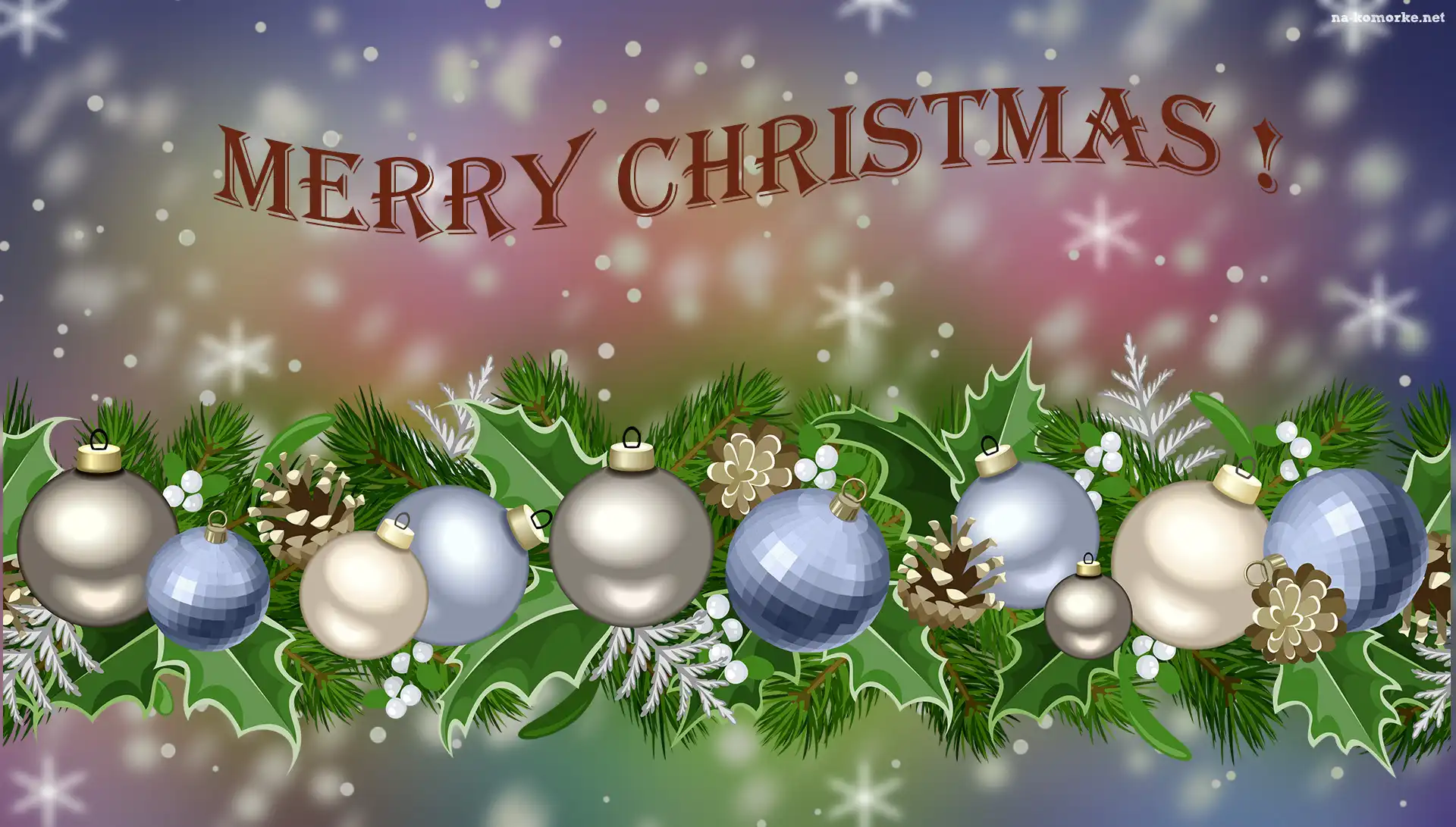 Napis, Bombki, Boże Narodzenie, Życzenia, Grafika 2D, Merry Christmas