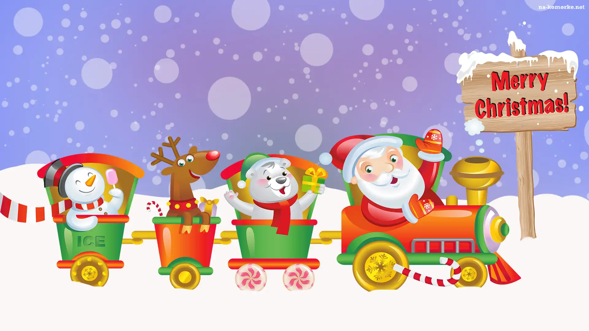 Merry Christmas, Boże Narodzenie, Świąteczne, Pociąg, Napis, Mikołaj