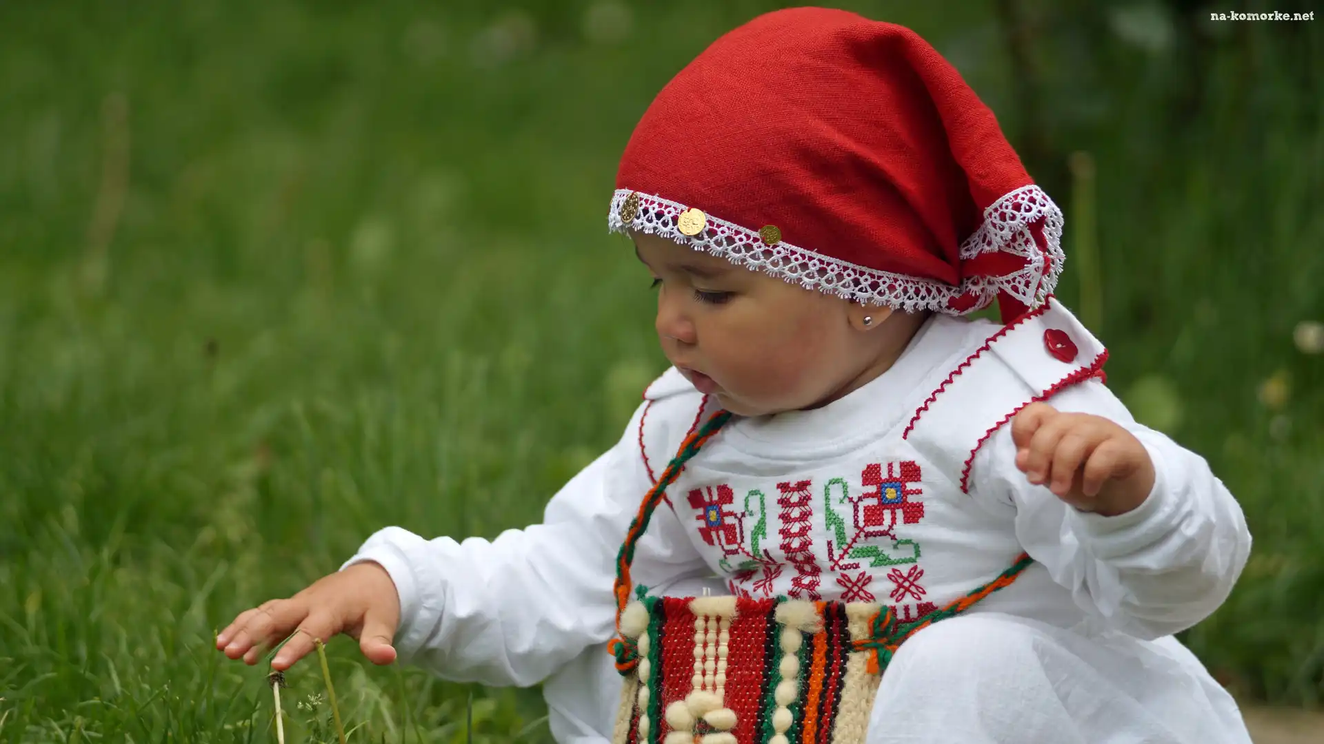 Dziecko, Chustka, Kolczyki, Dziewczynka, Haftowana, Sukienka, Czerwona