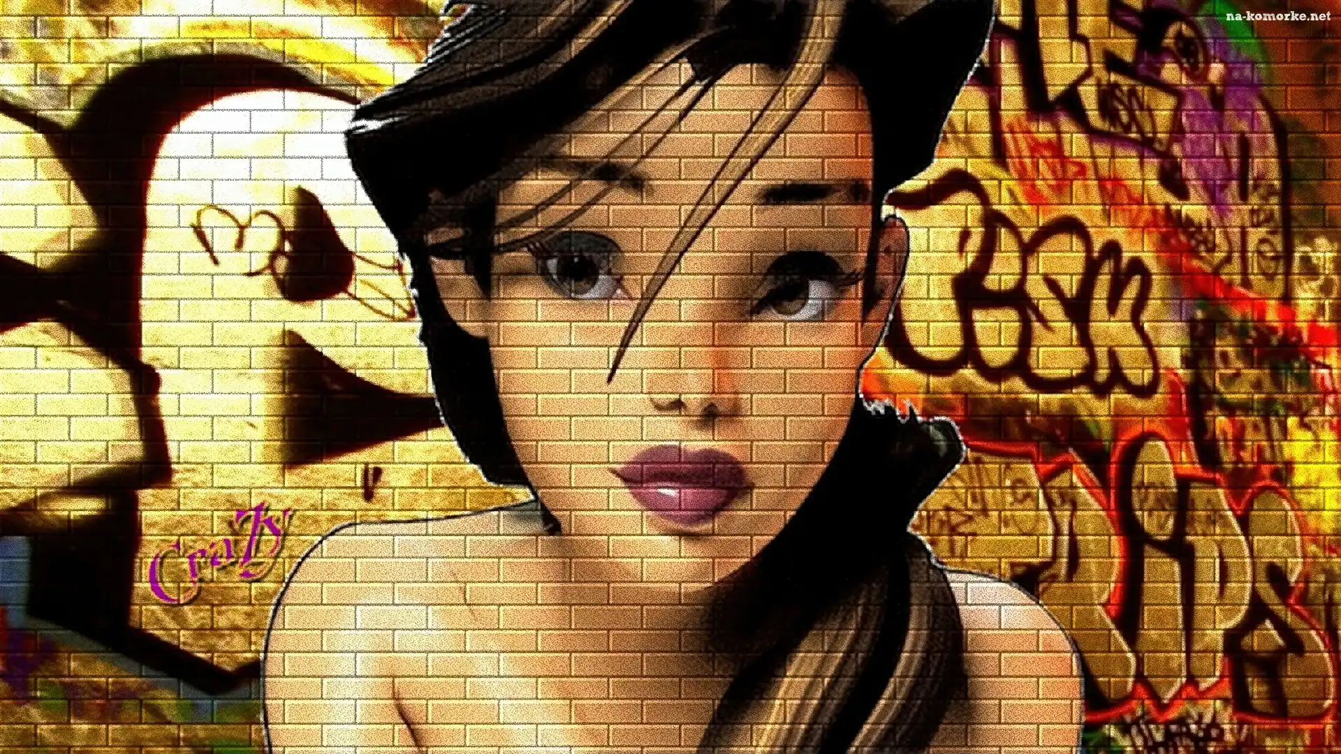 Kobieta, Street art, Åšciana, Mural