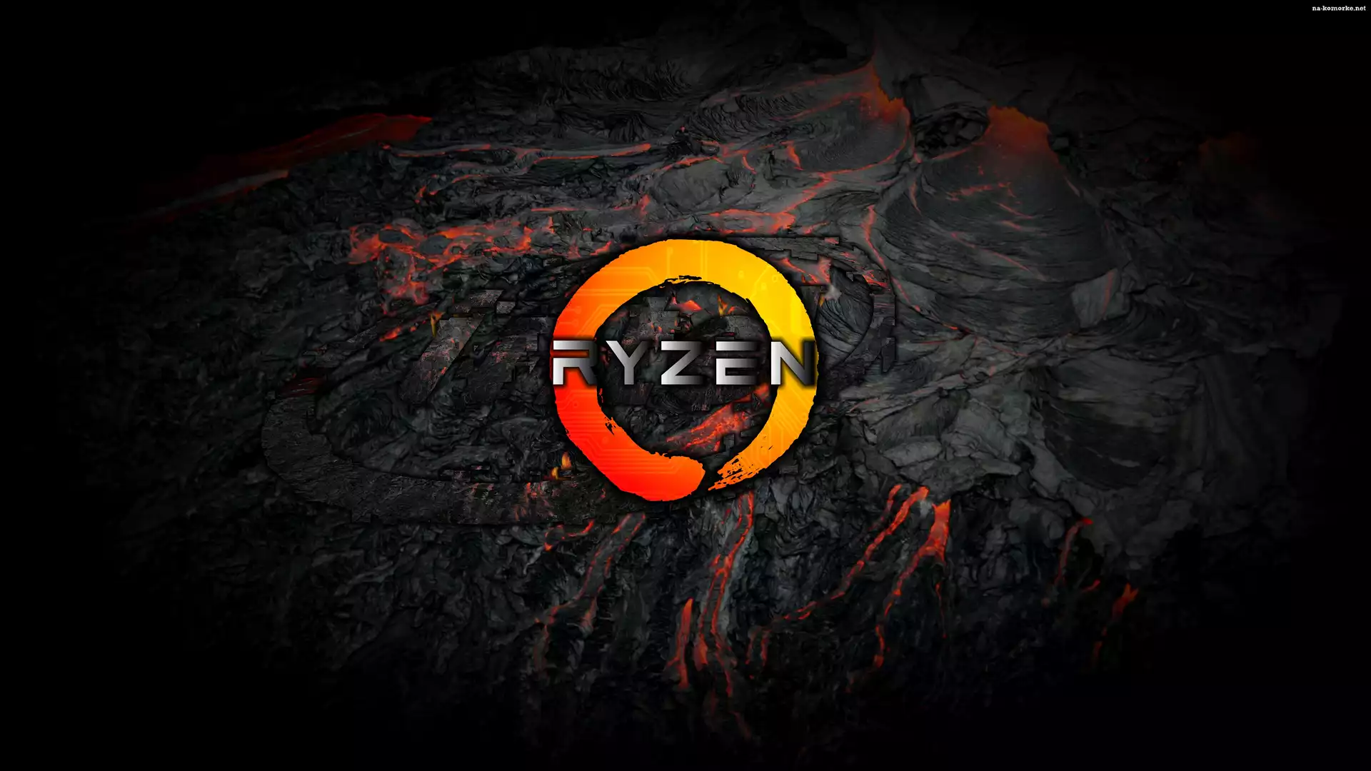 Ciemne tło, Logo, Procesory, Ryzen, Napis