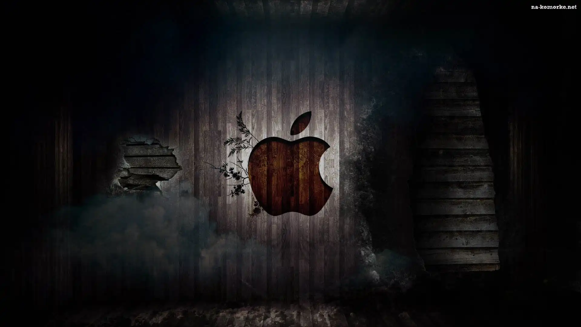 Ciemności, Z, Ściana, Apple, Desek, Logo