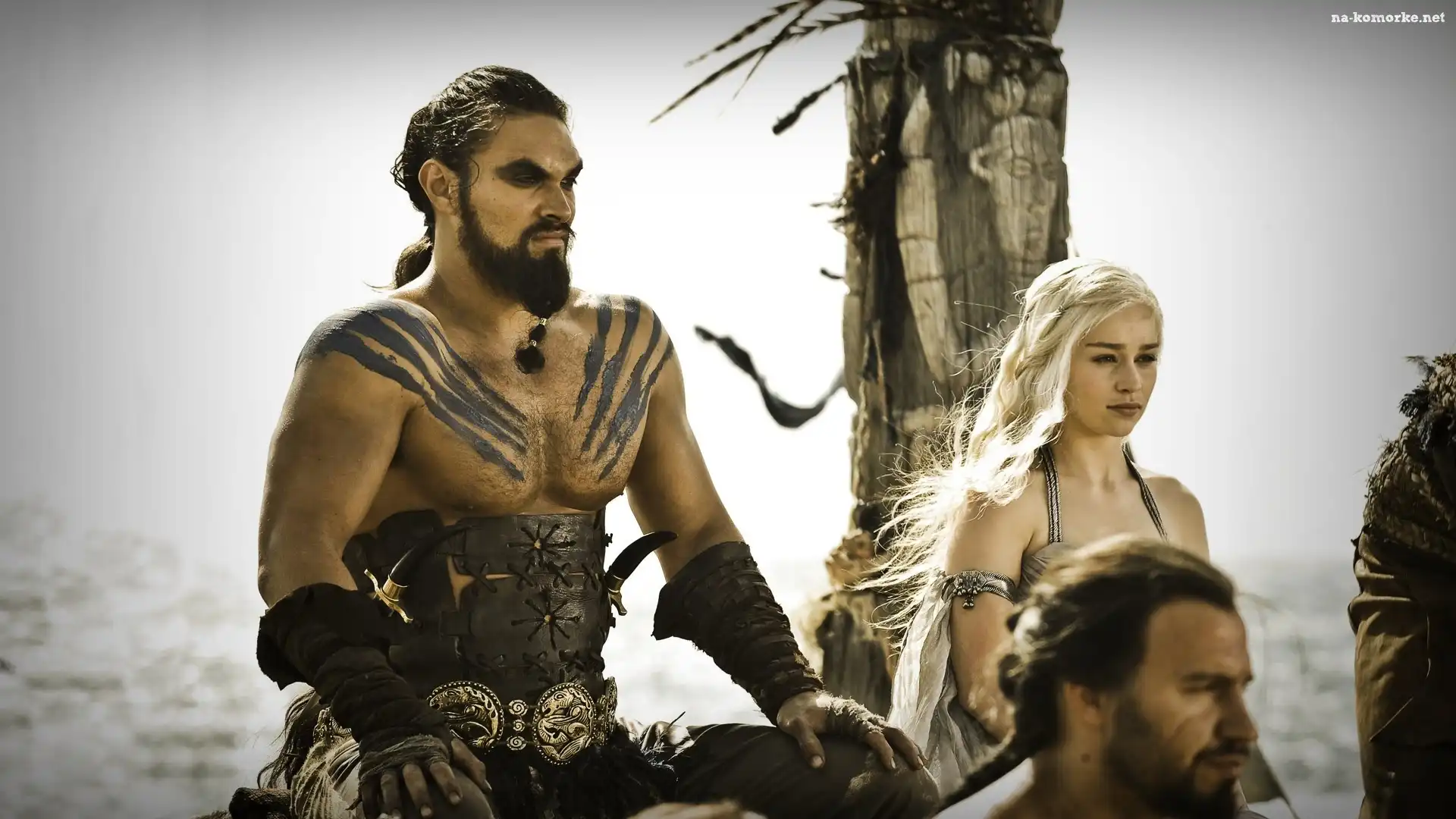 Gra o tron, Khal Drogo - Jason Momoa, Game of Thrones, Daenerys - Emilia Clarke