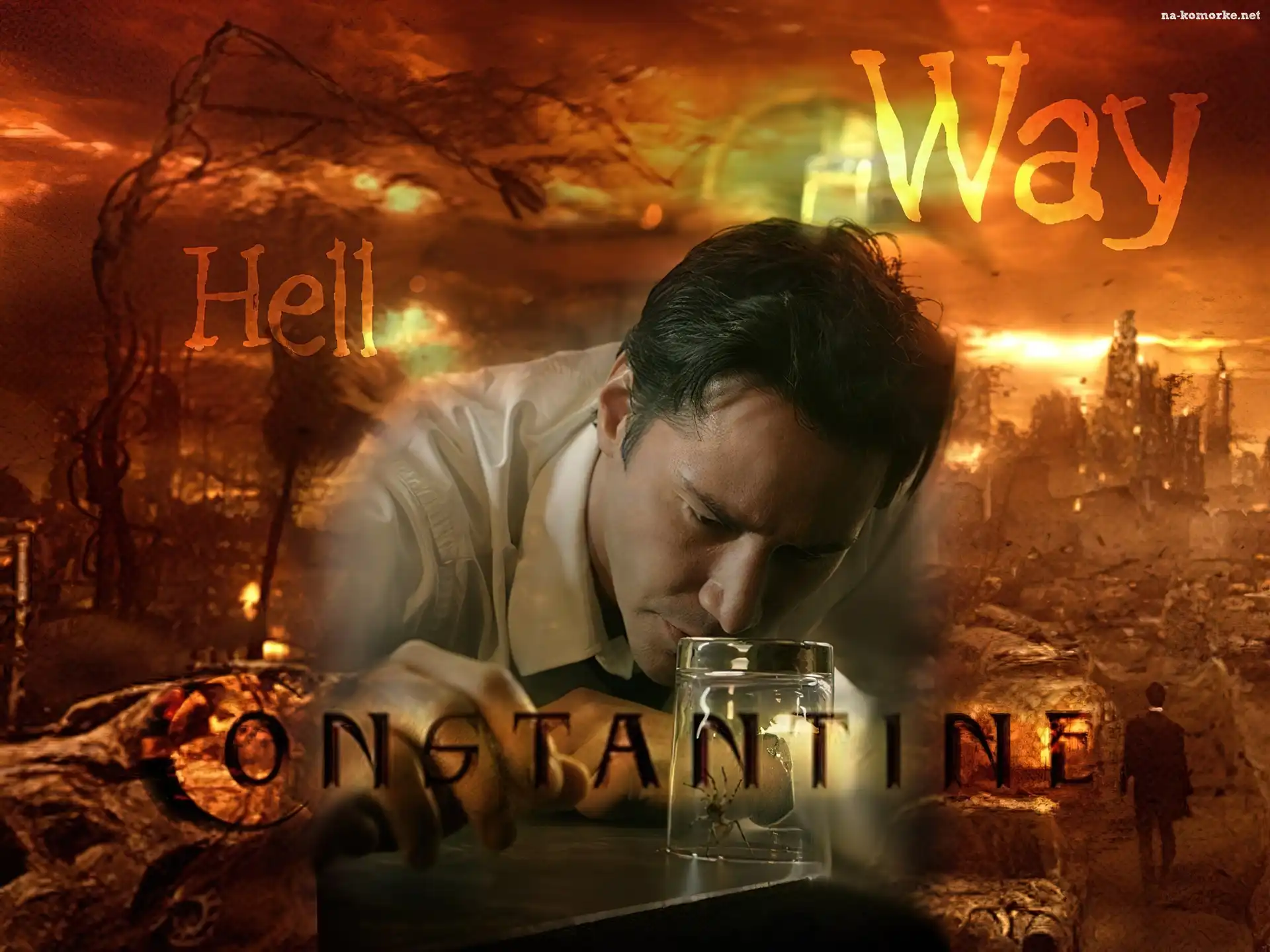Constantine, szklanka, Keanu Reeves