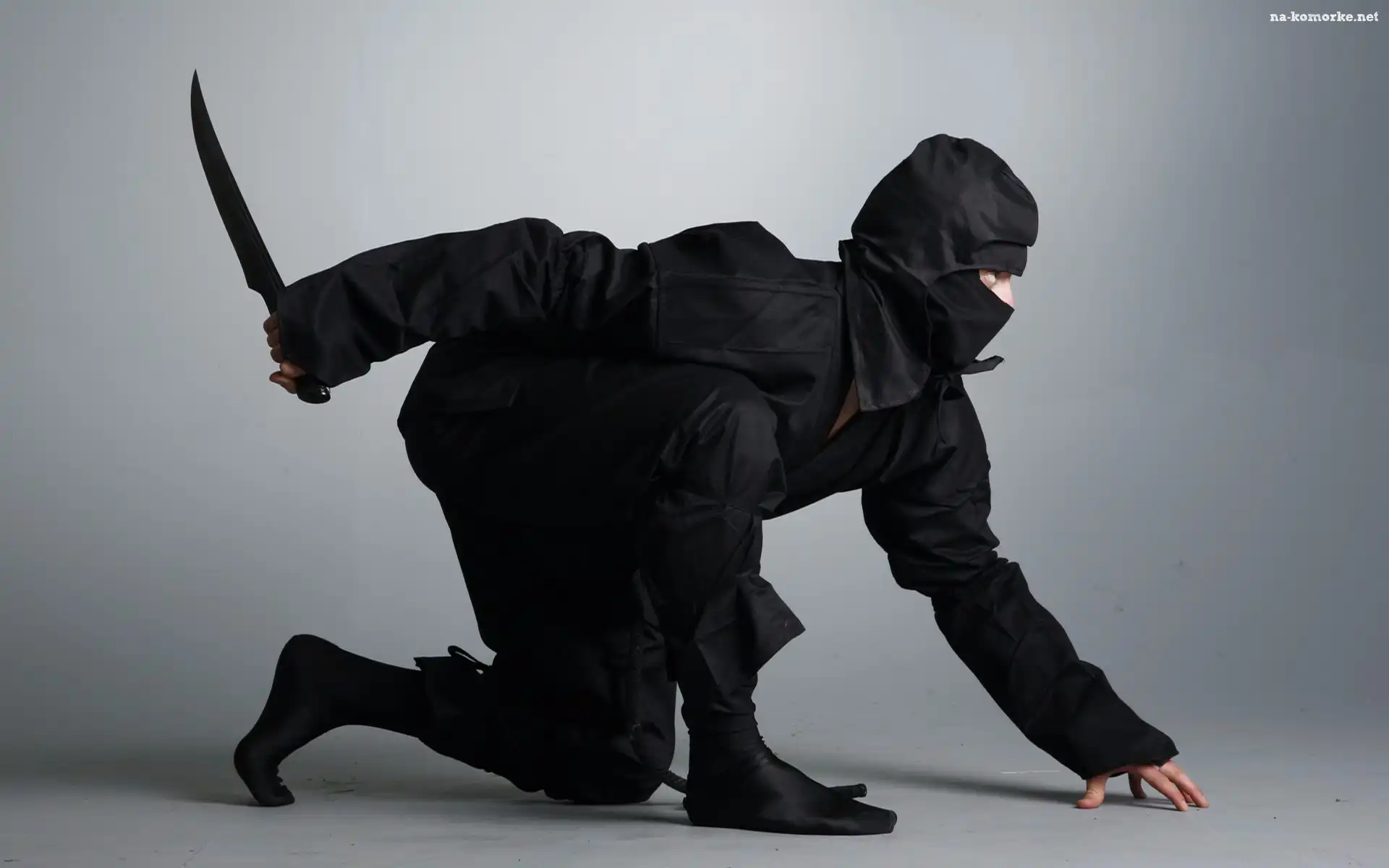 Czarny, Mężczyzna, Ninja, Nóż, Kombinezon