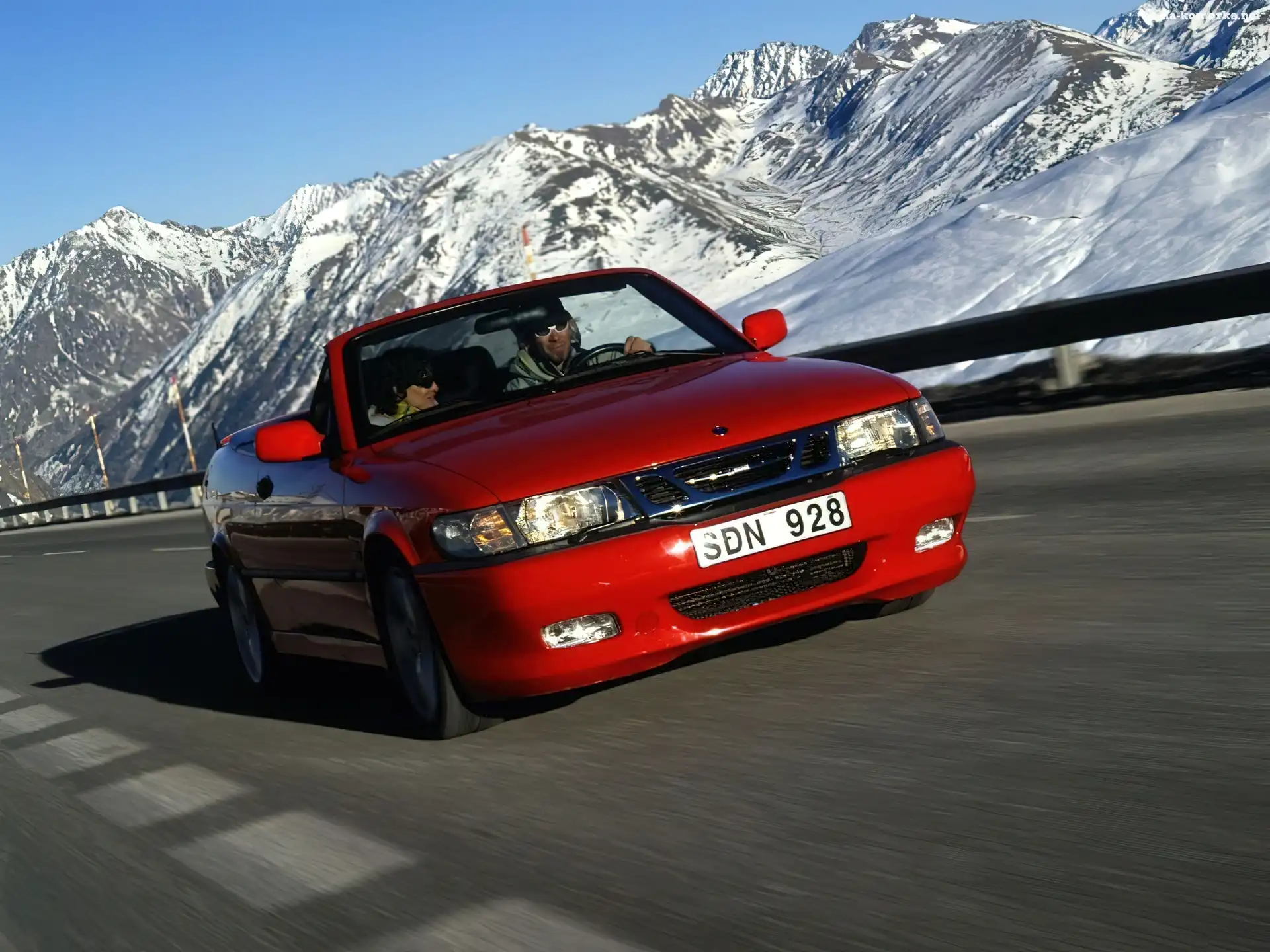 Czerwony, Cabrio, Saab 9-3