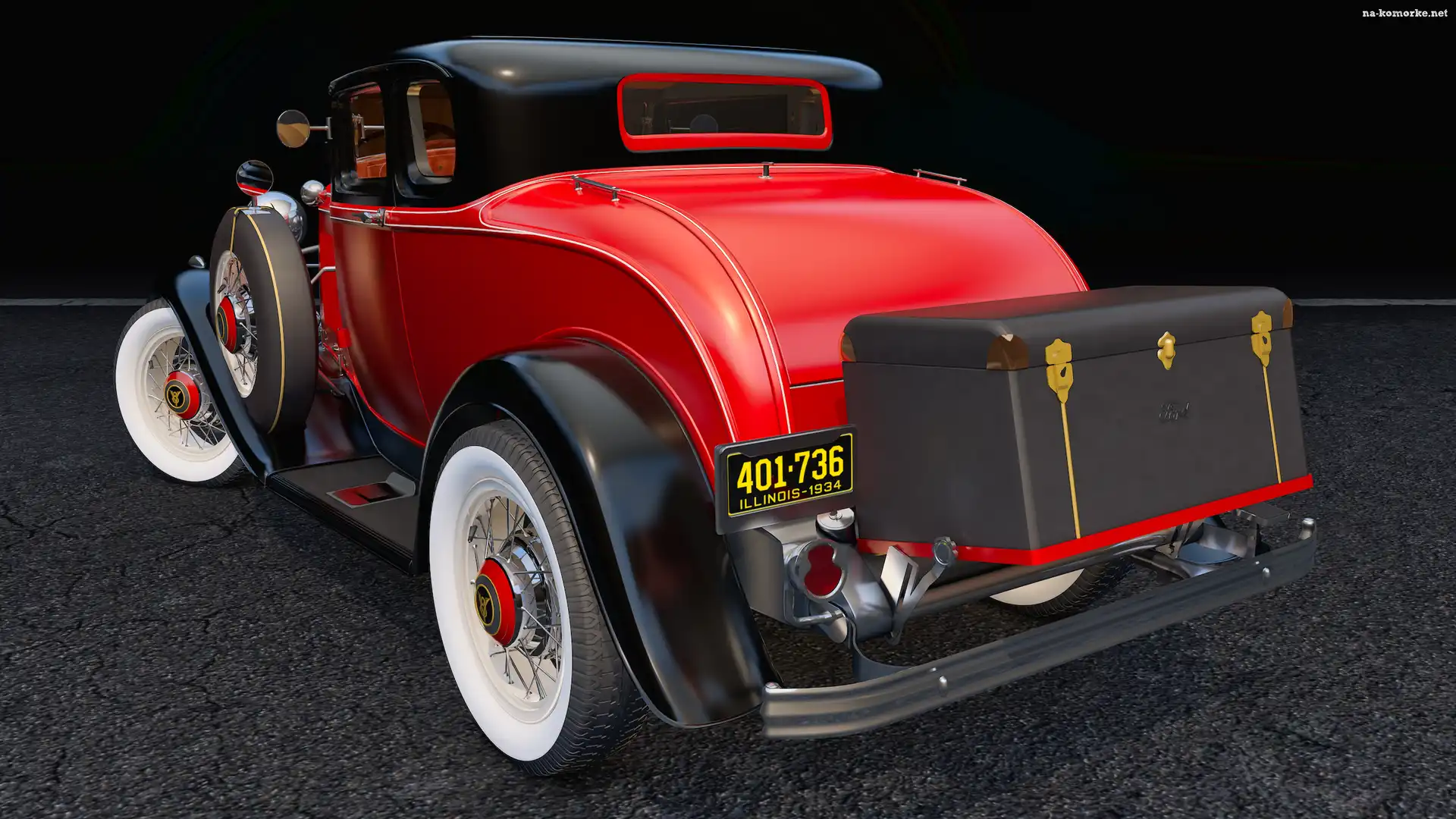 Czerwony, 1932, Zabytkowy, Ford Coupe Deluxe