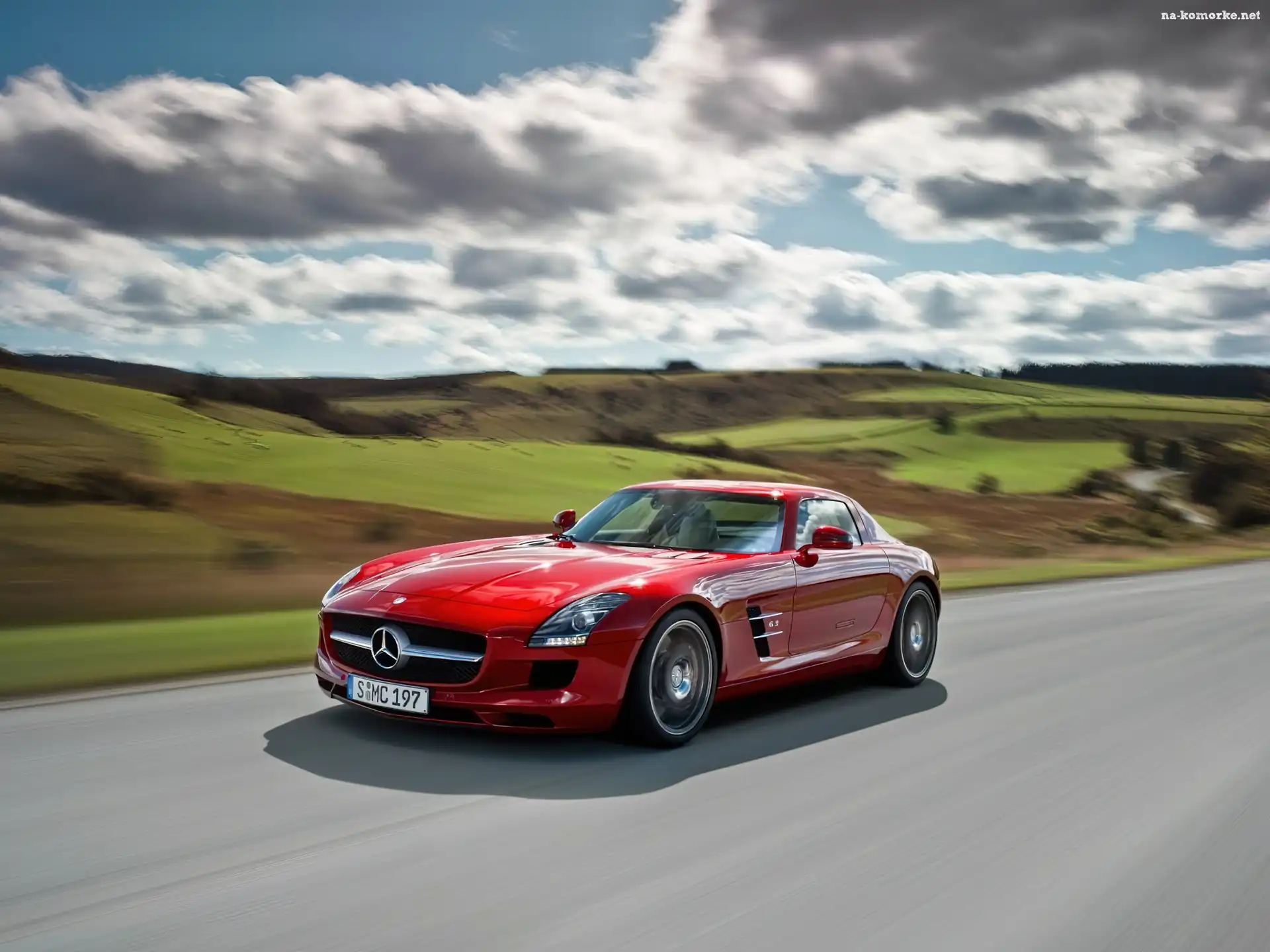 Czerwony, Droga, Mercedes Benz SLS, AMG