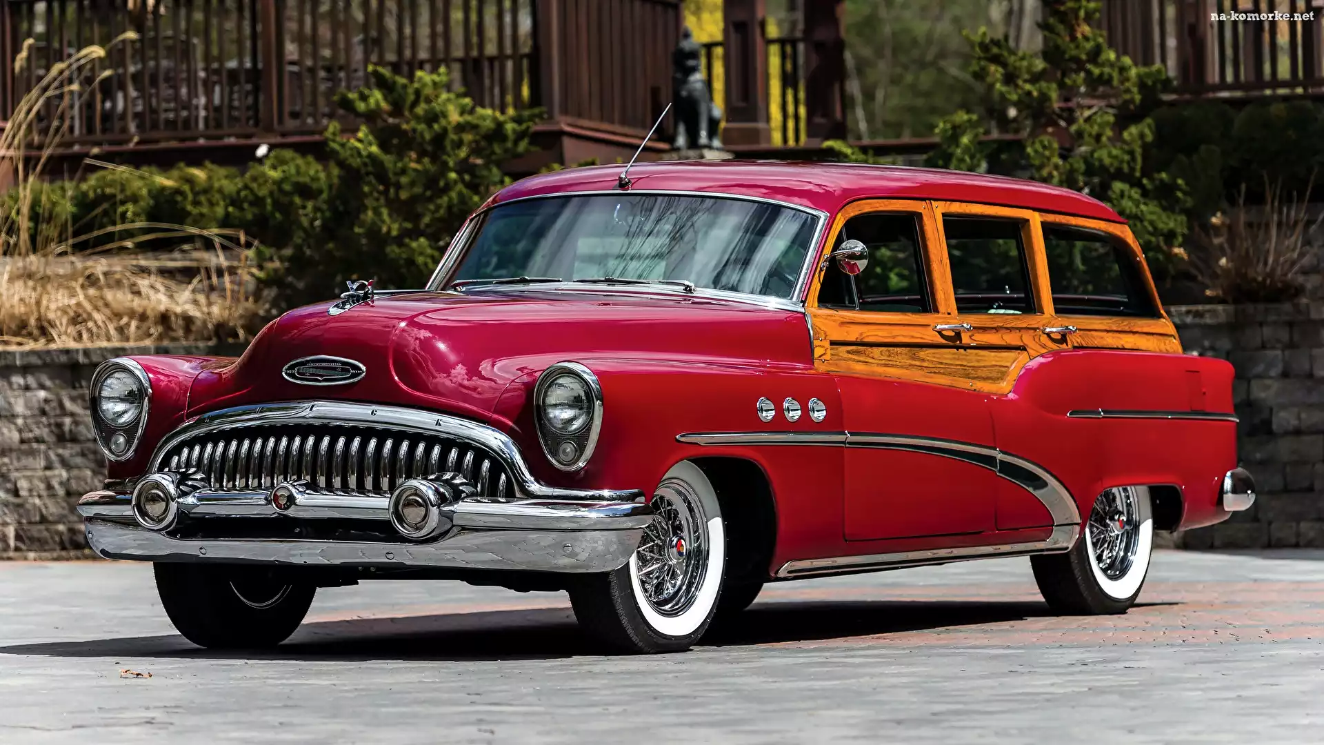 Czerwony, Zabytkowy, Buick Estate Wagon, 1953
