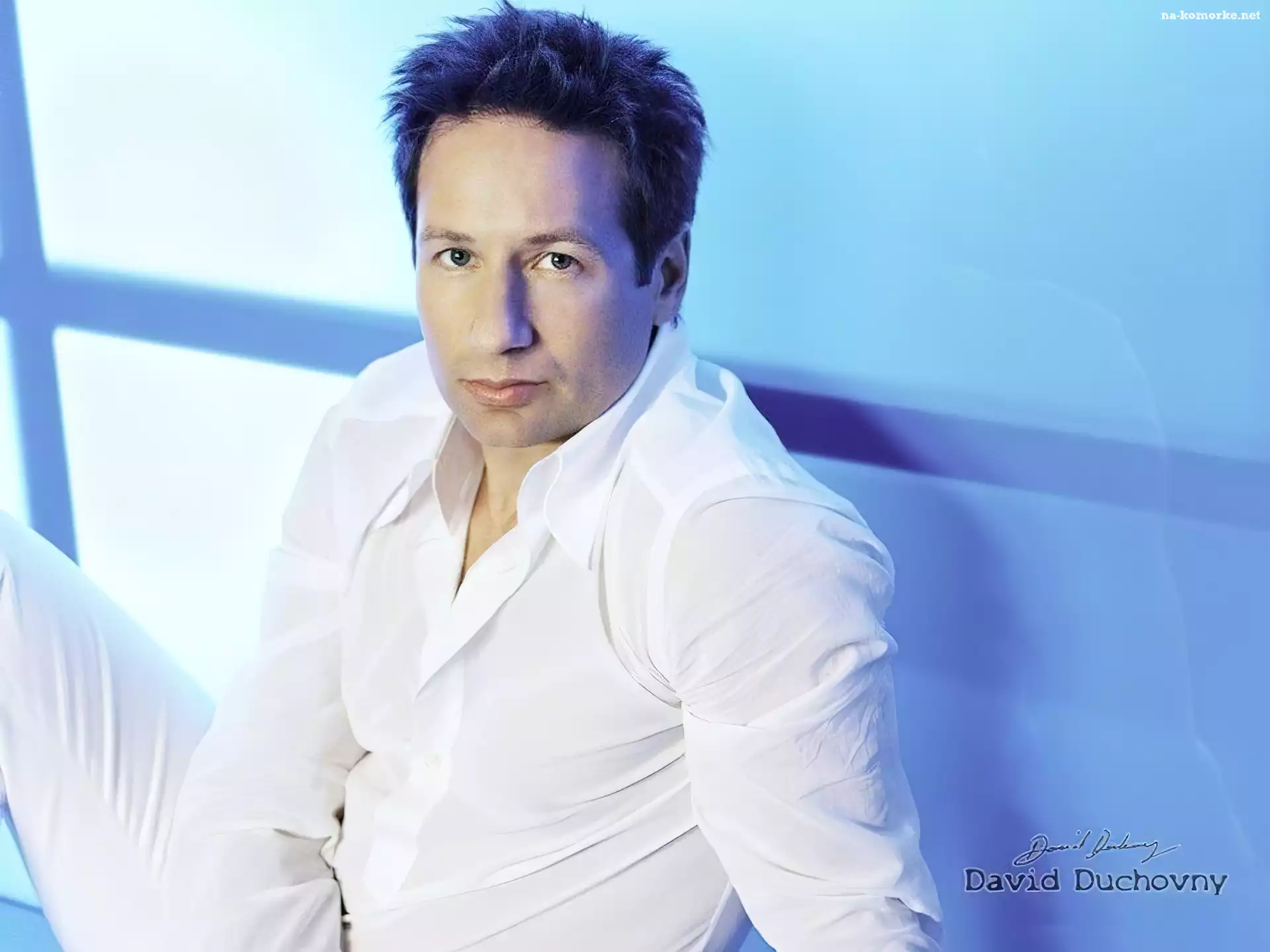 David Duchovny, biała koszula