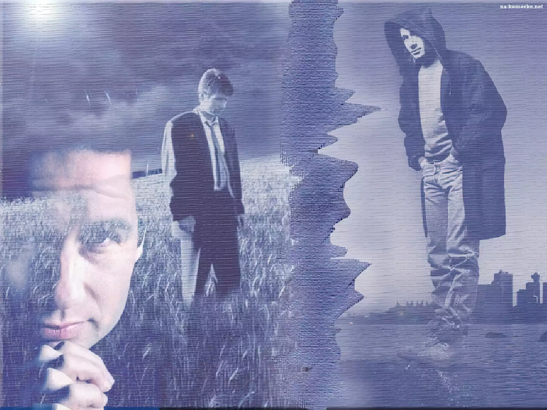 David Duchovny, płaszcz, kaptur