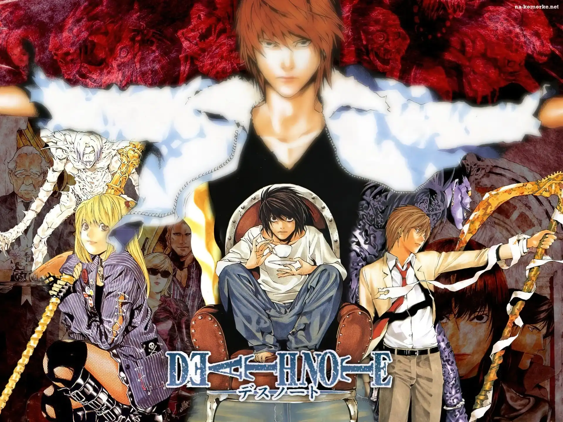 napisy, fotel, Death Note, ludzie