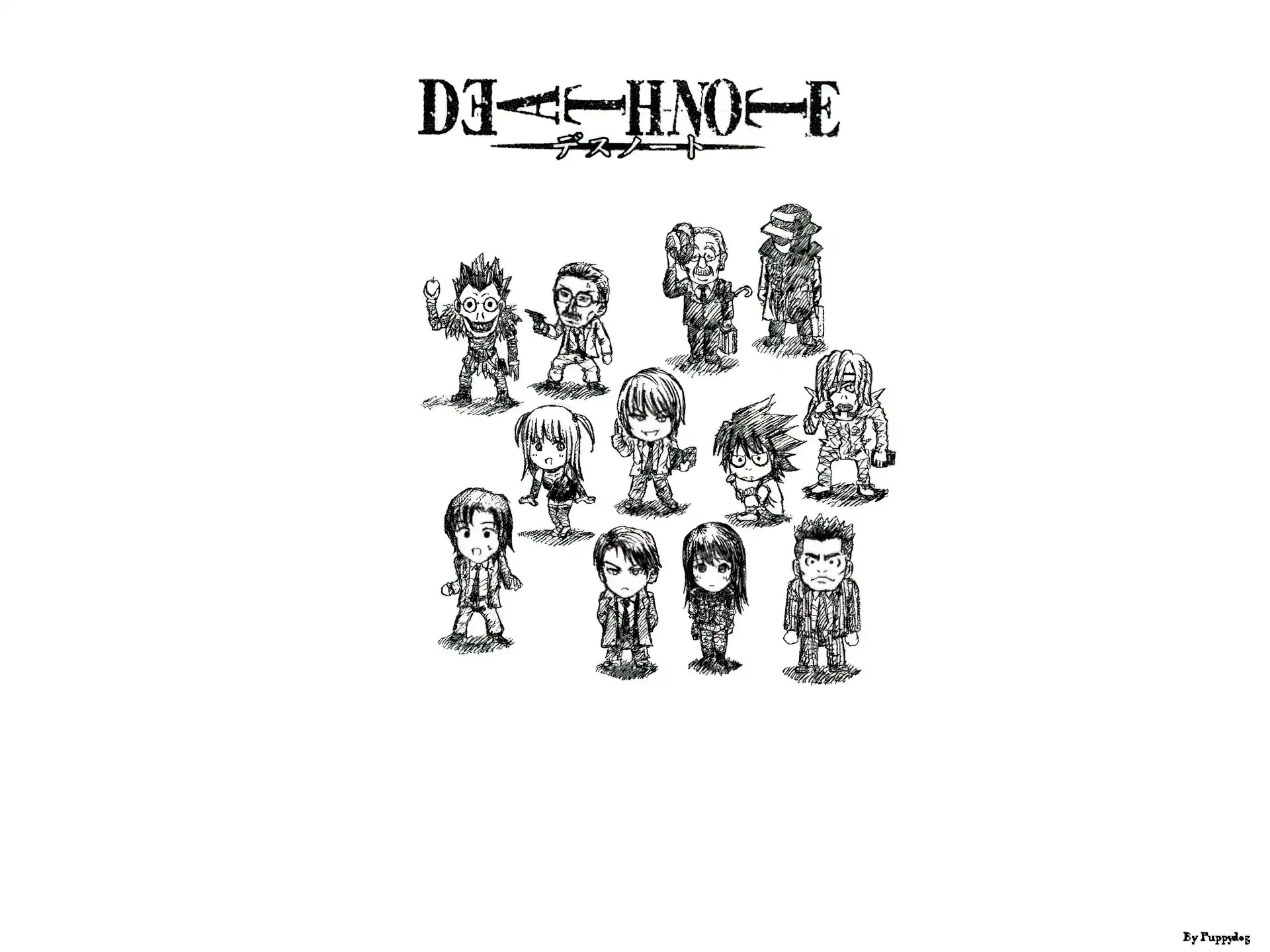 Death Note, szkic, postacie, ludziki