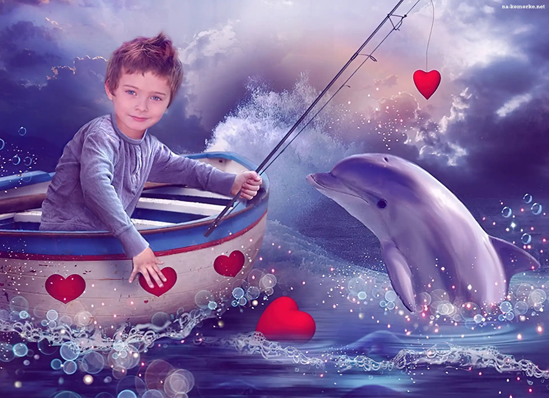 Chłopiec, Delfin, Serca