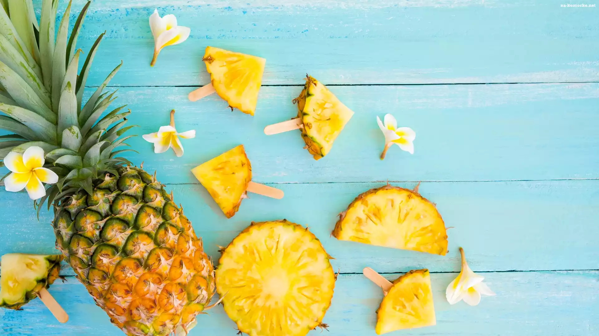 Deski, Ananas, Plasterki, Kwiaty, Plumeria