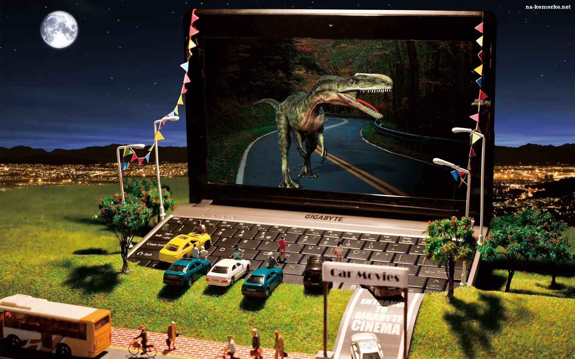 Laptop, Dinozaur, Samochody