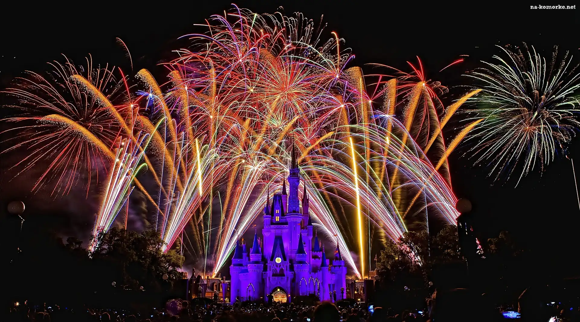 Disneyland, Nocą, Fajerwerki, Paryż