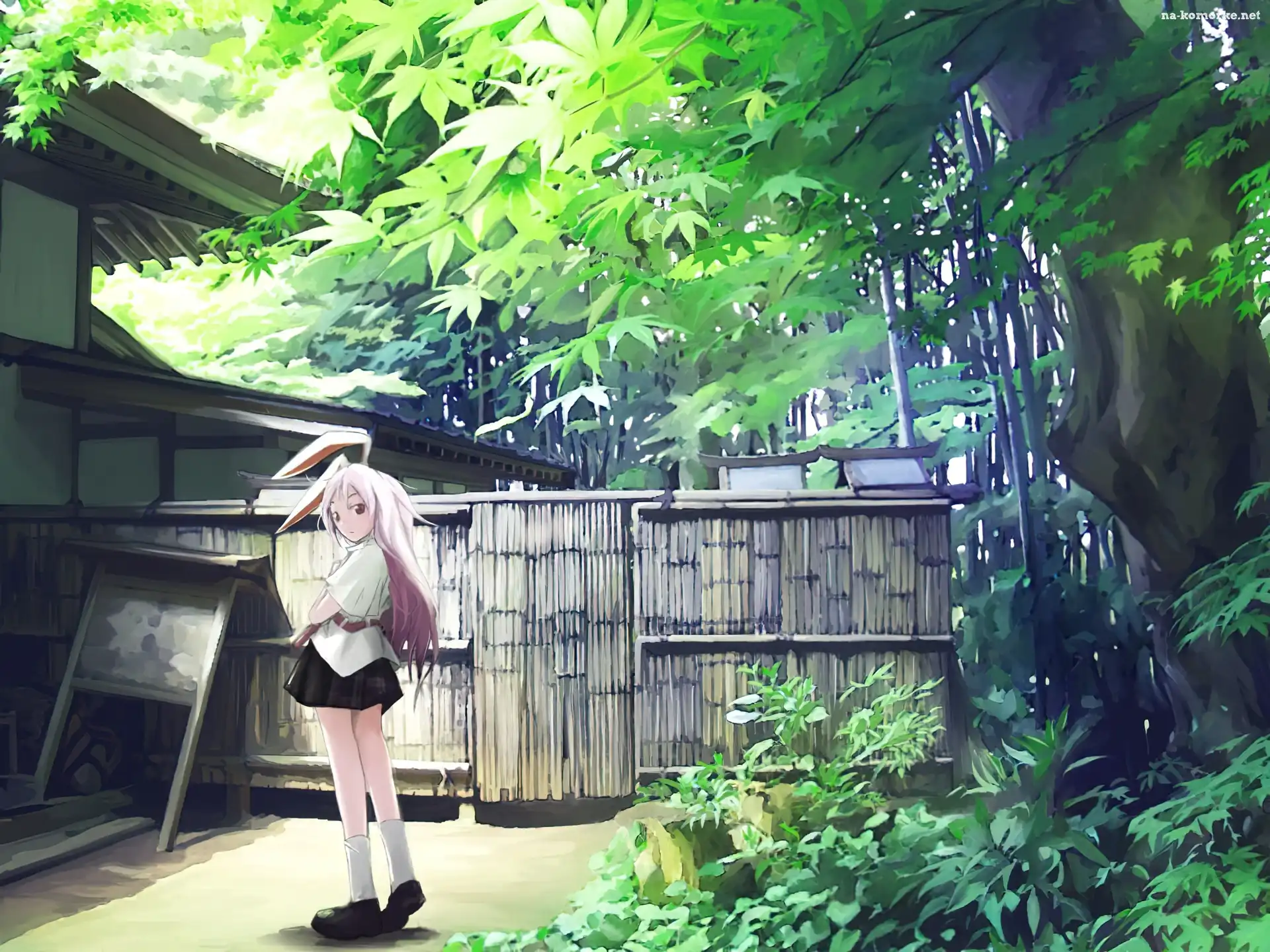 Dom, Dziewczyna, Anime, Spódniczka, Las