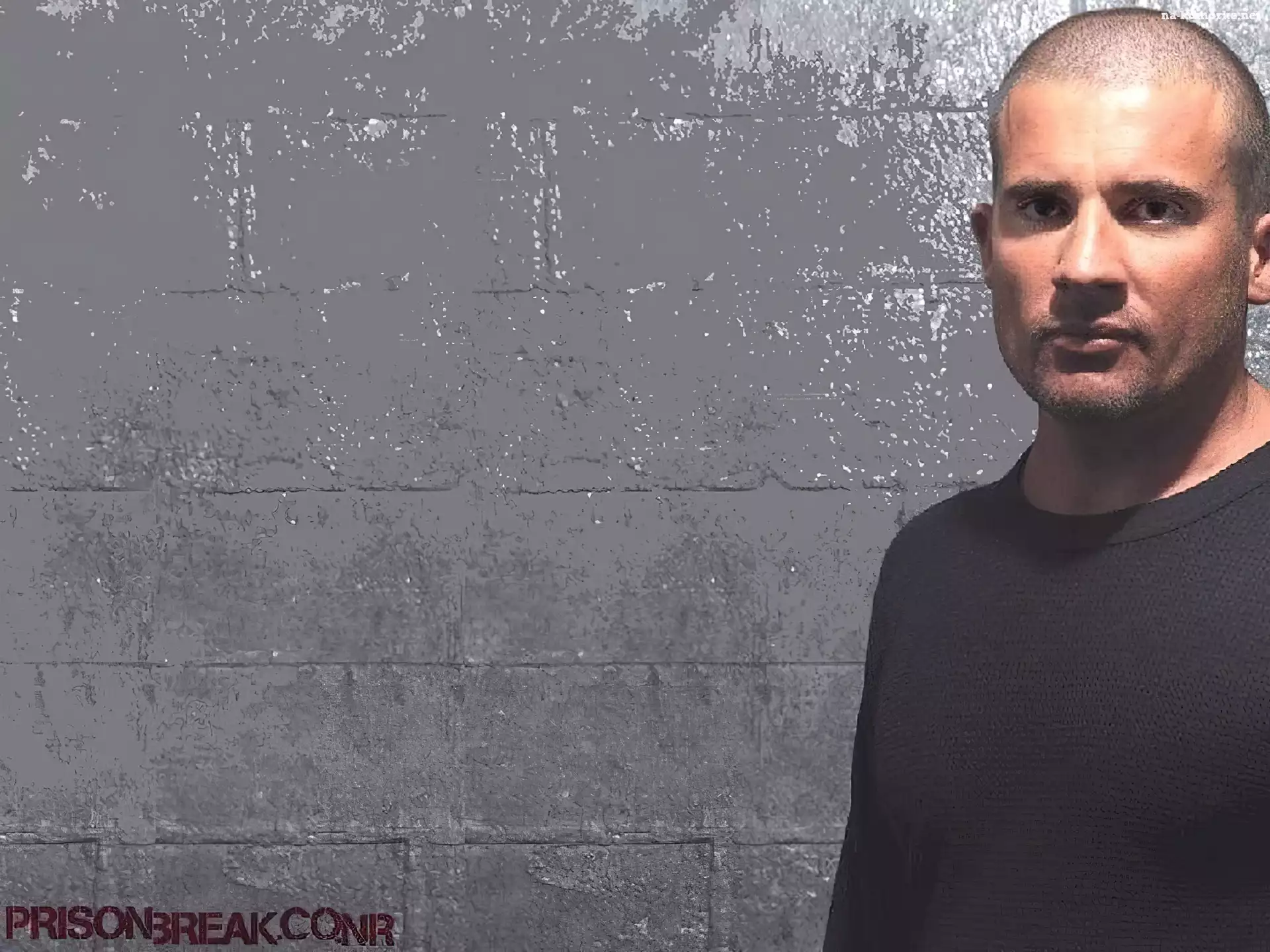 Dominic Purcell, czarna bluzka