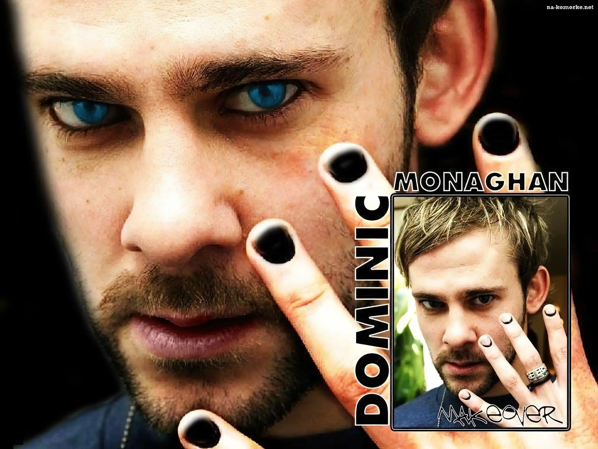Dominic Monaghan, niebieski oczy, czarne paznokcie