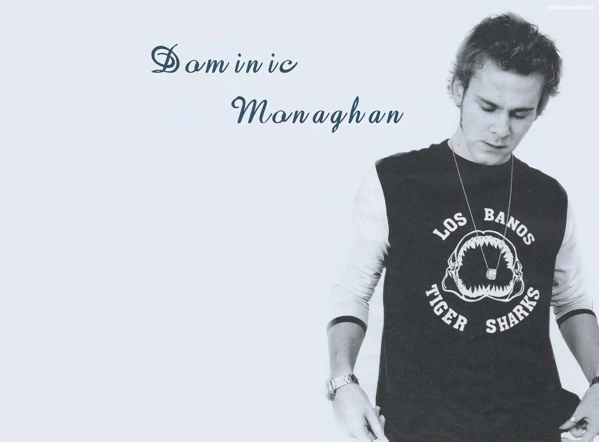 Dominic Monaghan, jasne włosy, łańcuszek