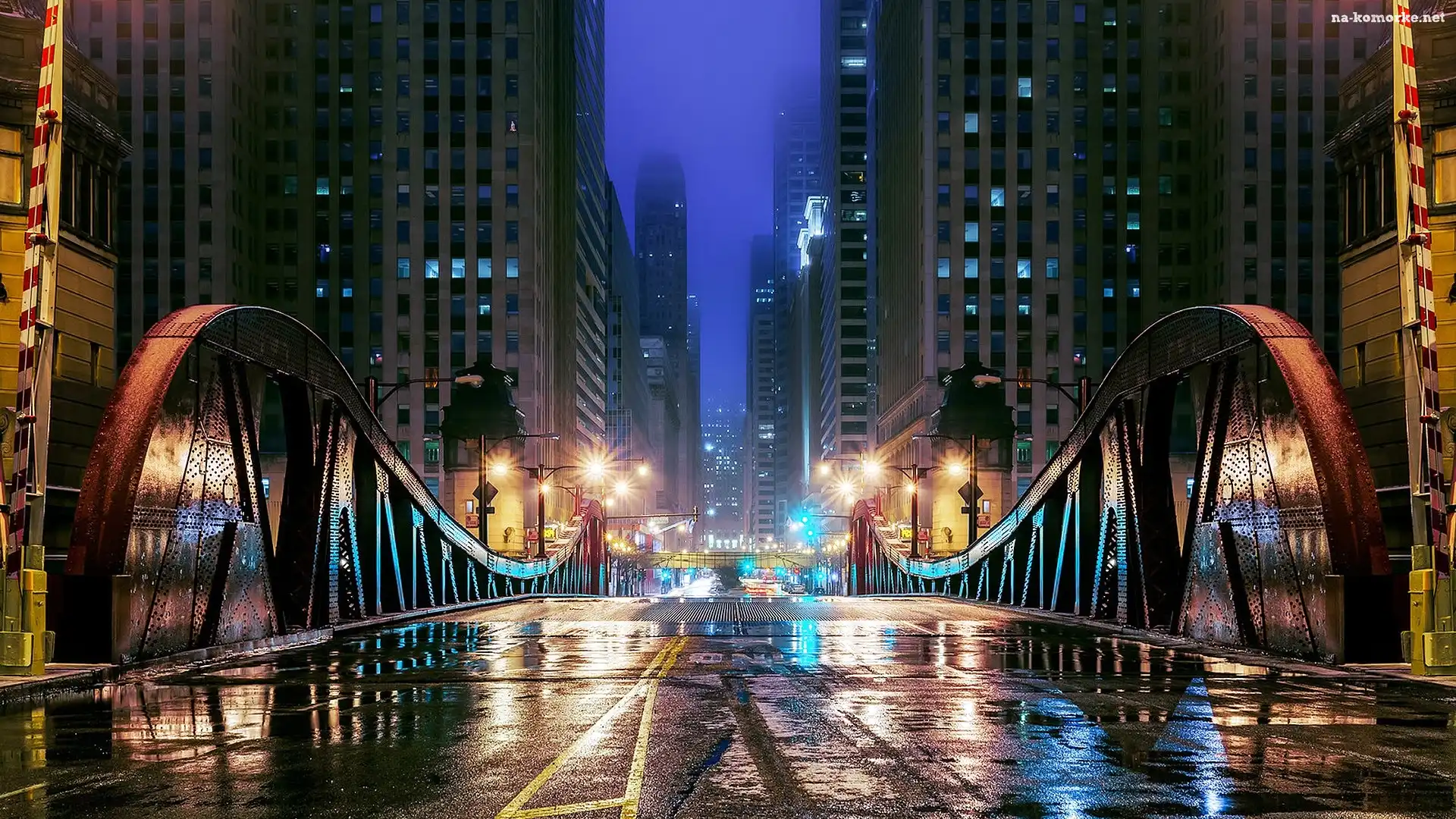 Domy, Chicago, Ulica, Miasto, Nocą
