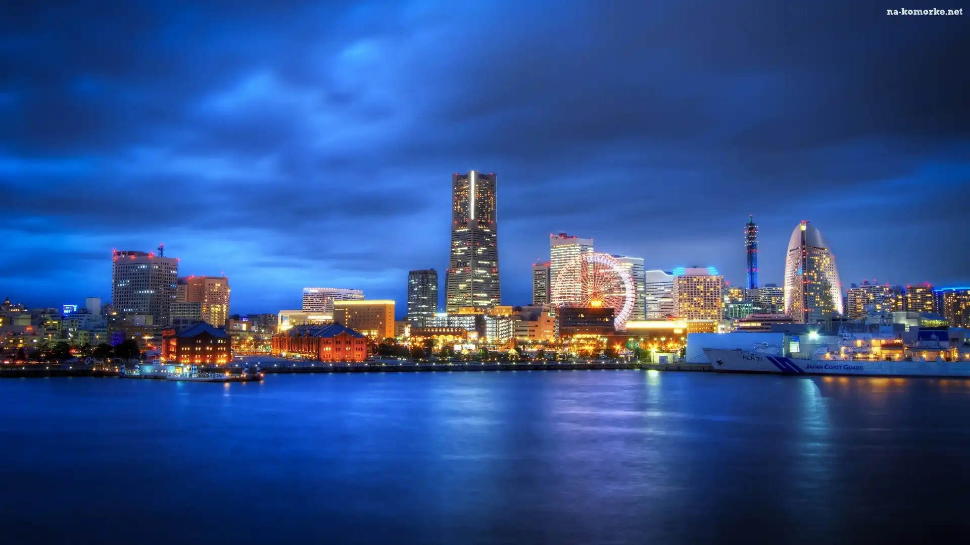 Drapacze Chmur, Yokohama, Port, Noc