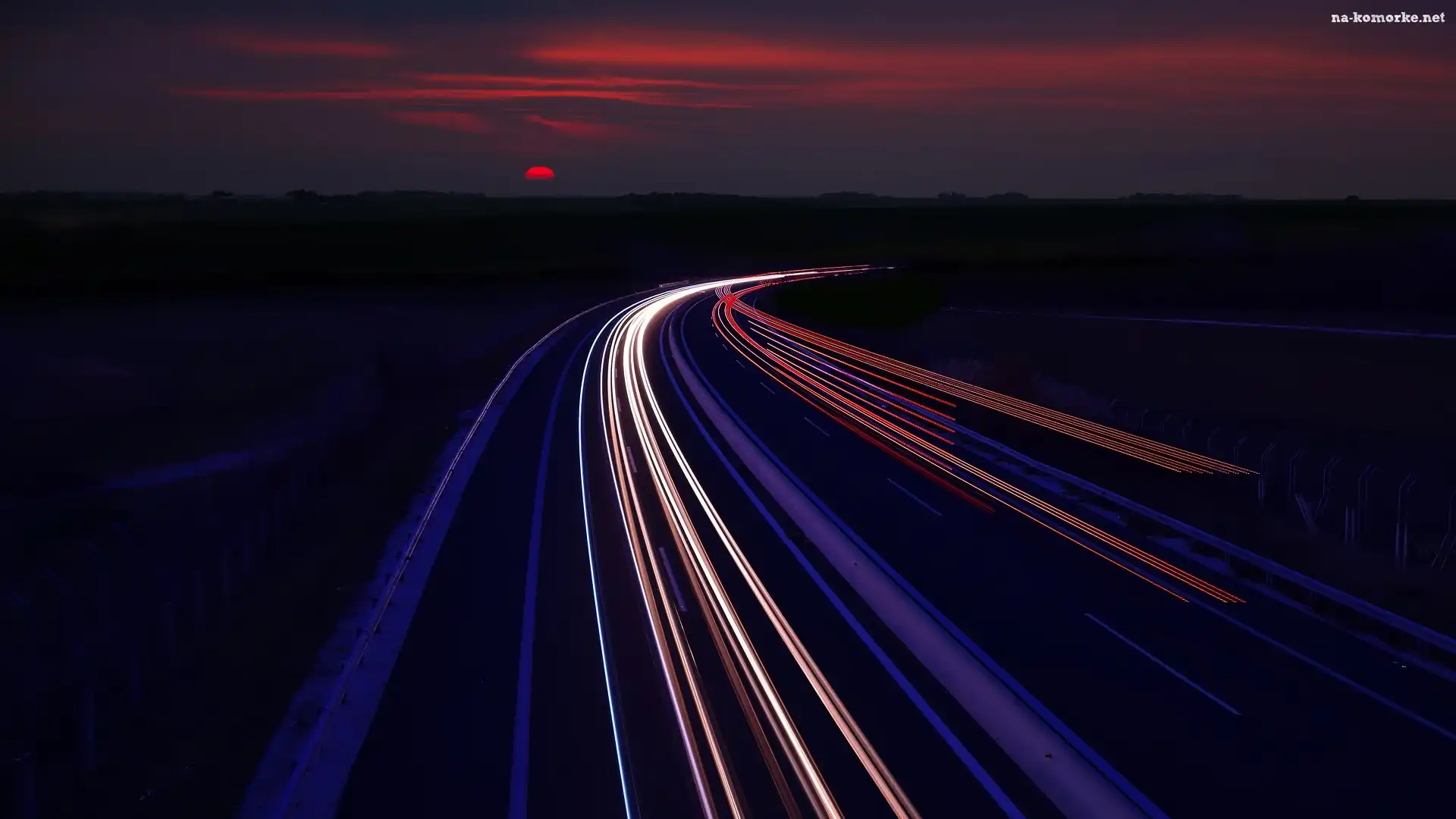 Droga, Światła, Autostrada, Noc