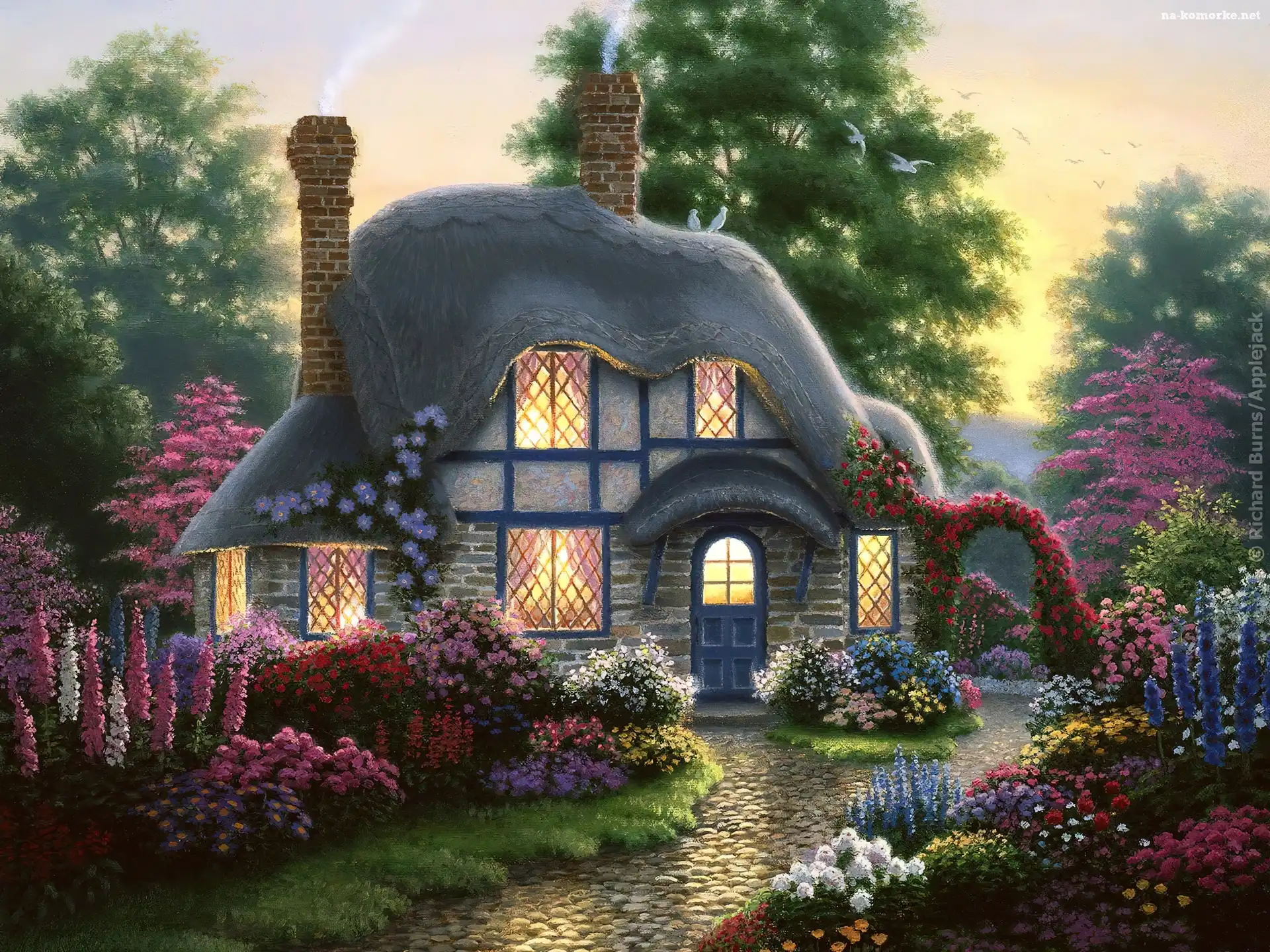 Dom, Thomas Kinkade, Droga, Ogród