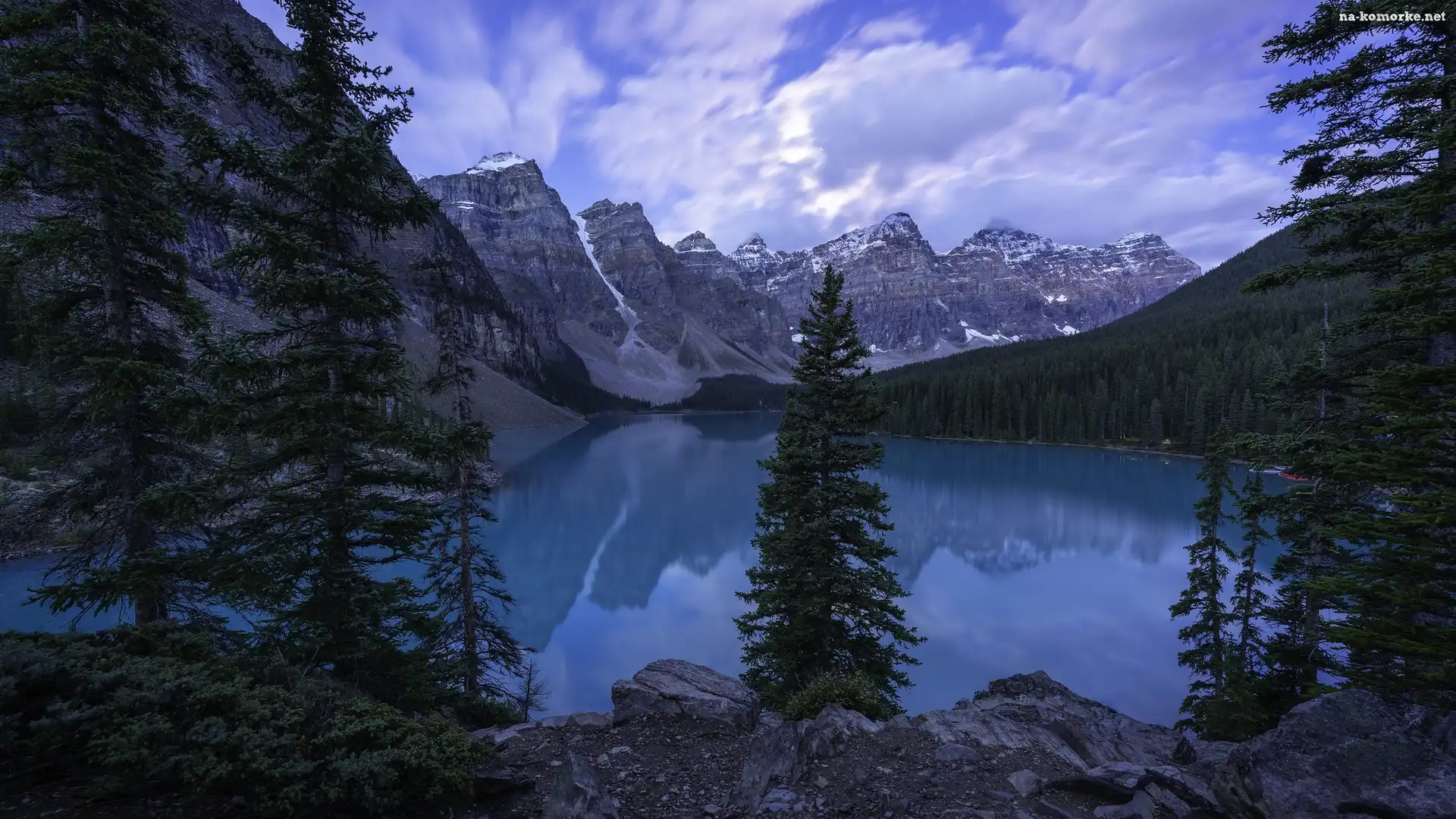 Drzewa, Park Narodowy Banff, Jezioro Moraine, Kanada, Canadian Rockies, Góry