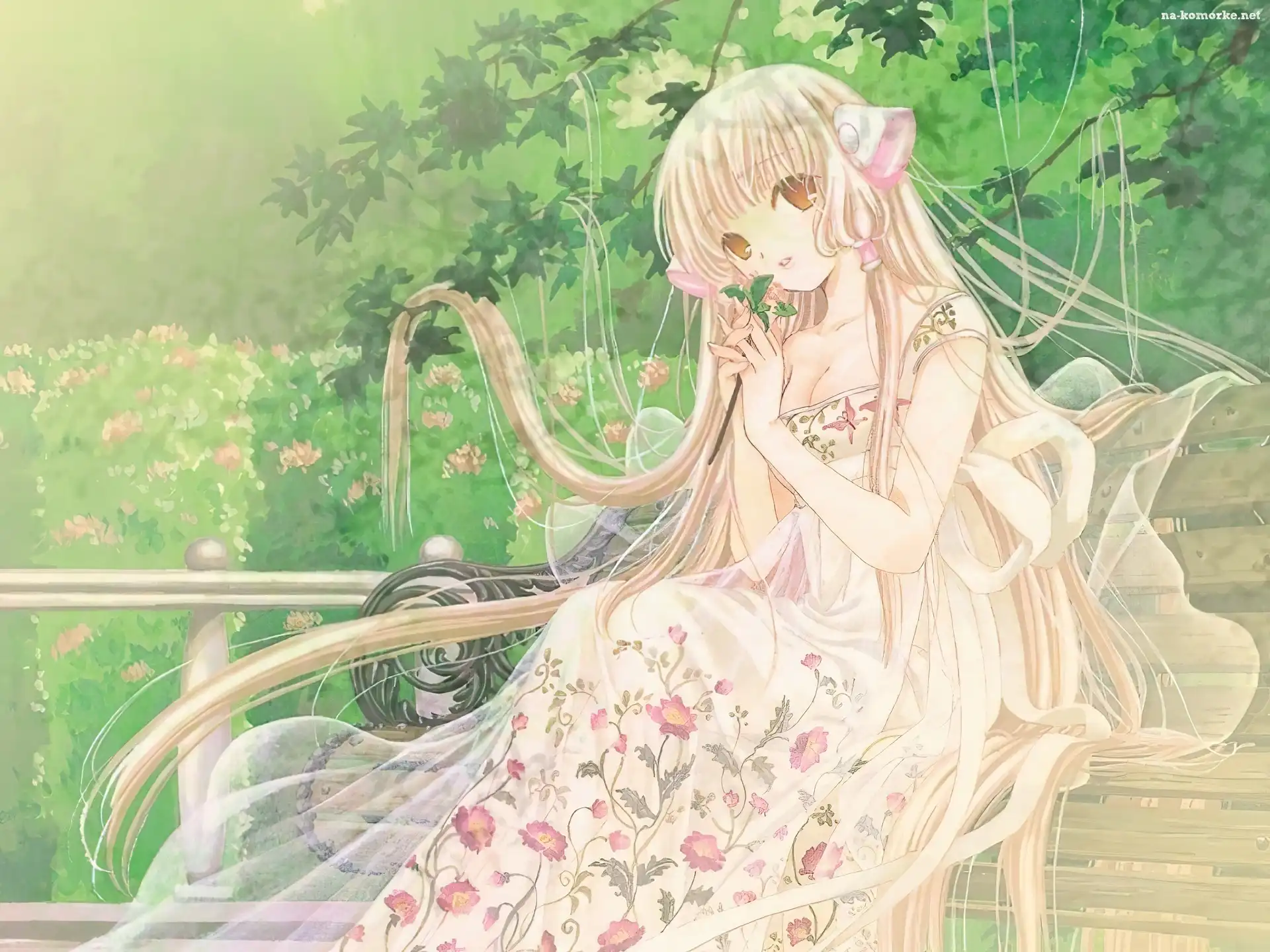 drzewa, Chobits, kobieta, włosy, park