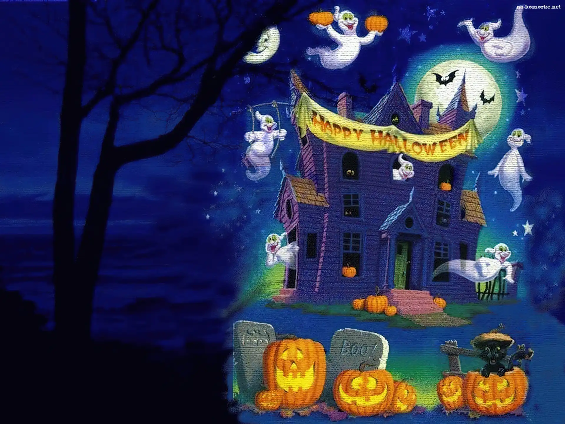 Halloween, duszki , domek