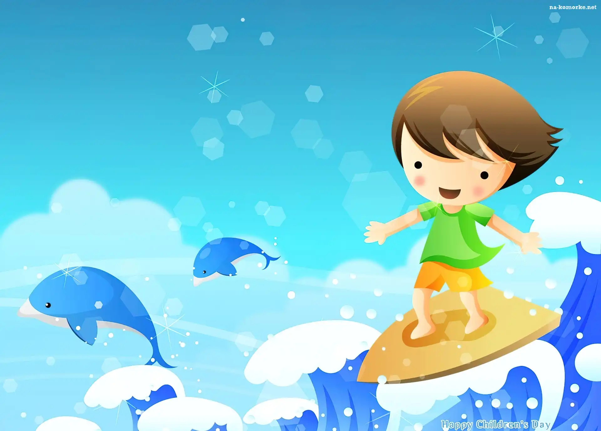 Dziecko, Surfing, Morze, Fale