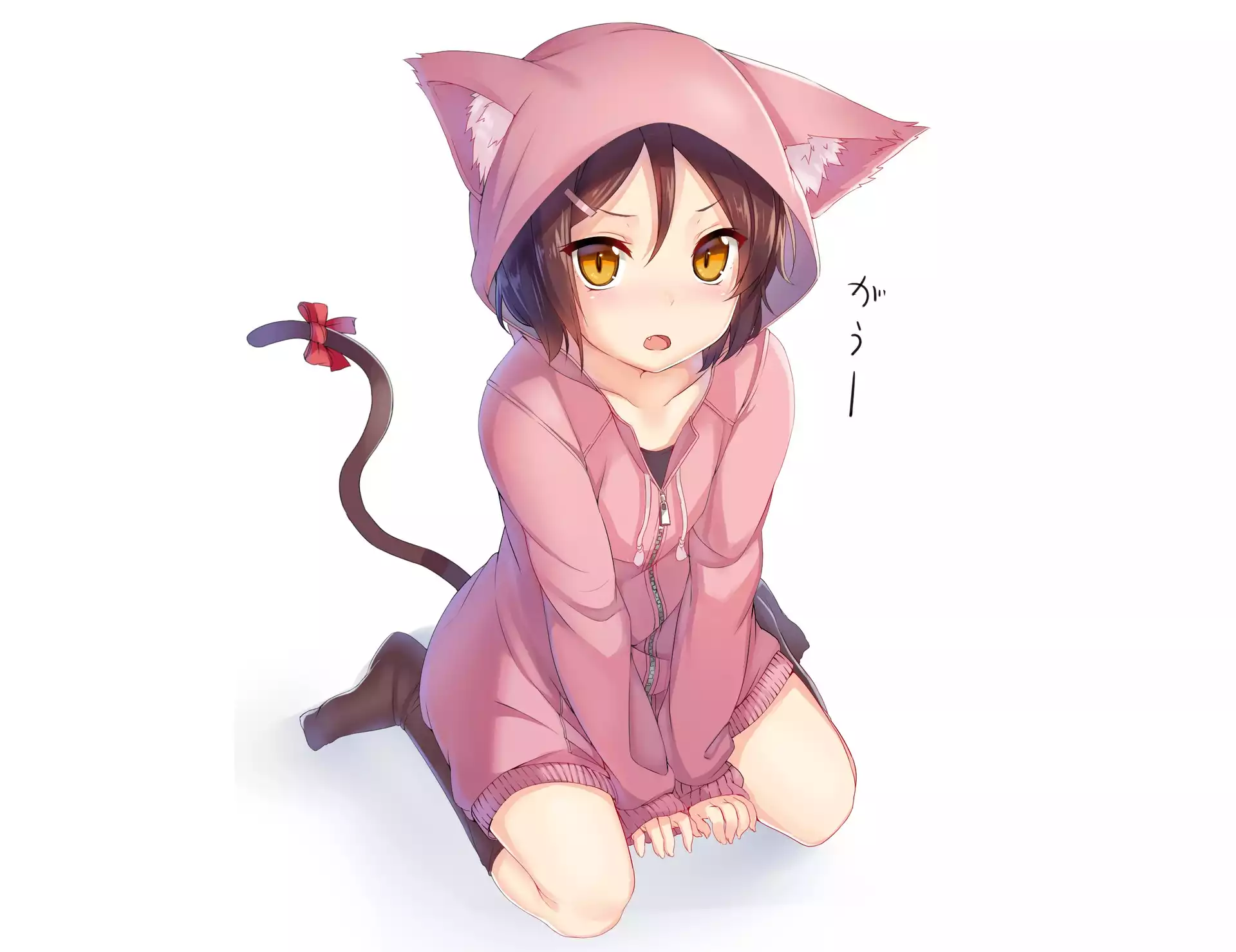 Dziewczyna, Anime, Bluza, Kotek