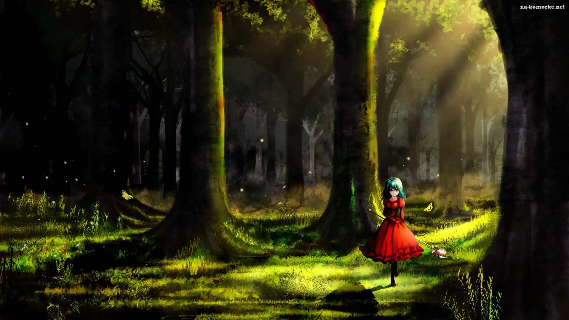 Dziewczyna, Anime, Czarodziejka, Las