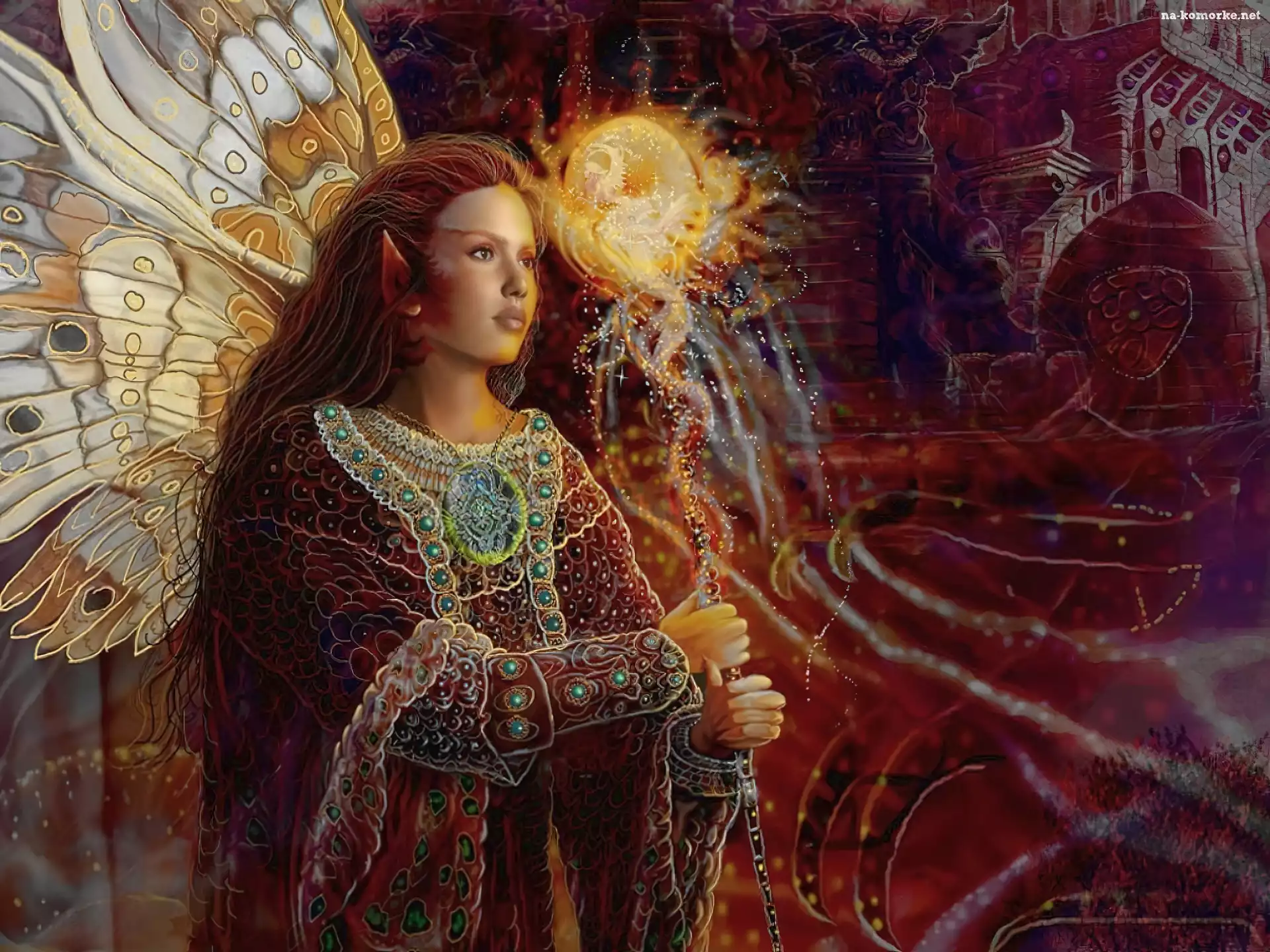 Dziewczyna, Medalion, Elf, Motyl