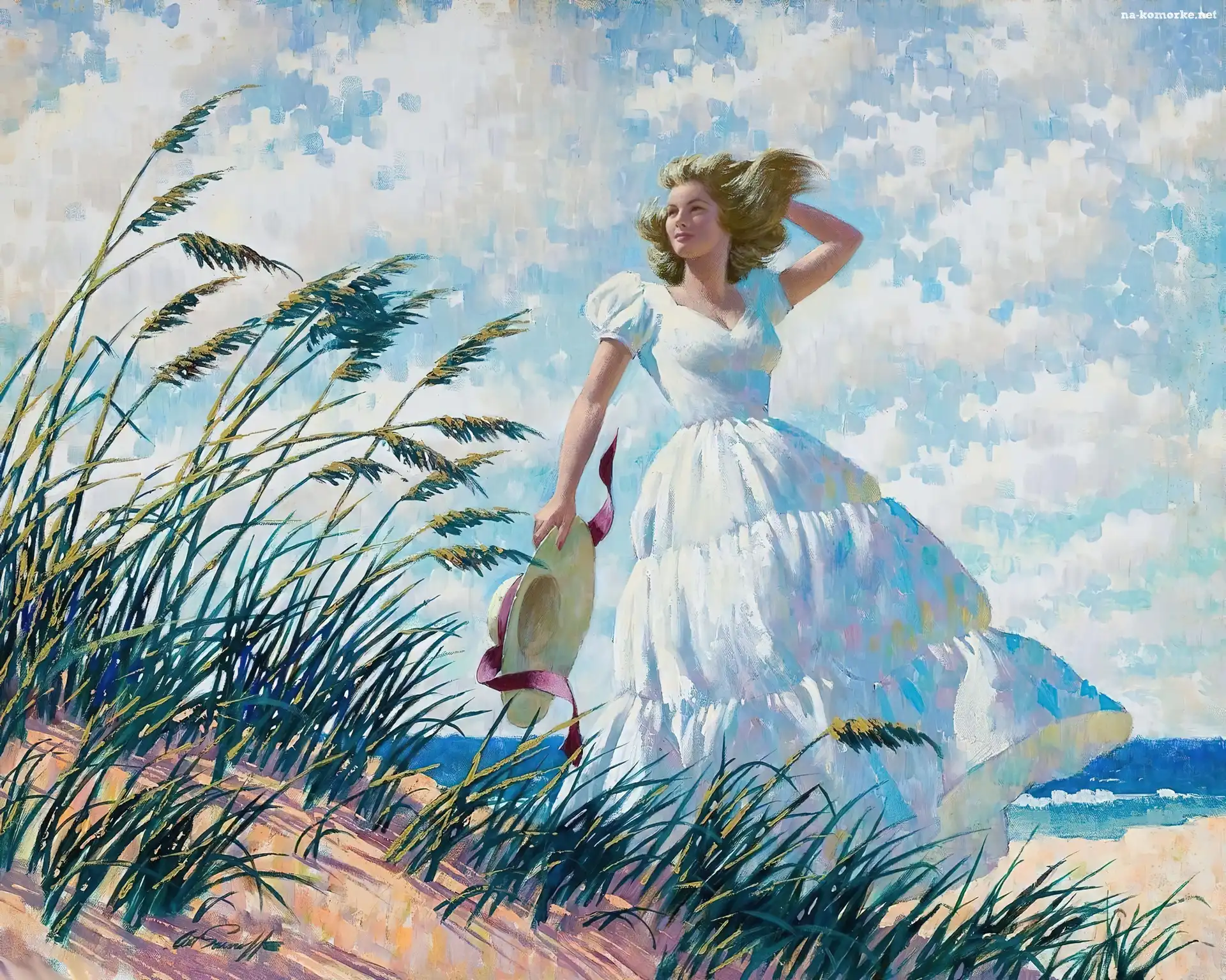 Dziewczyna, Wydmy, Morze, Plaża