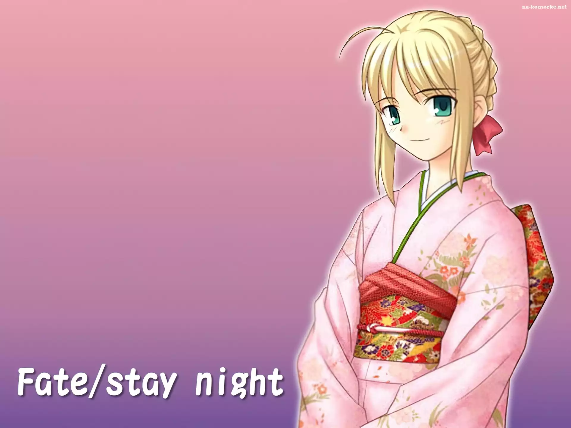 dziewczyna, Fate Stay Night, napis, kimono