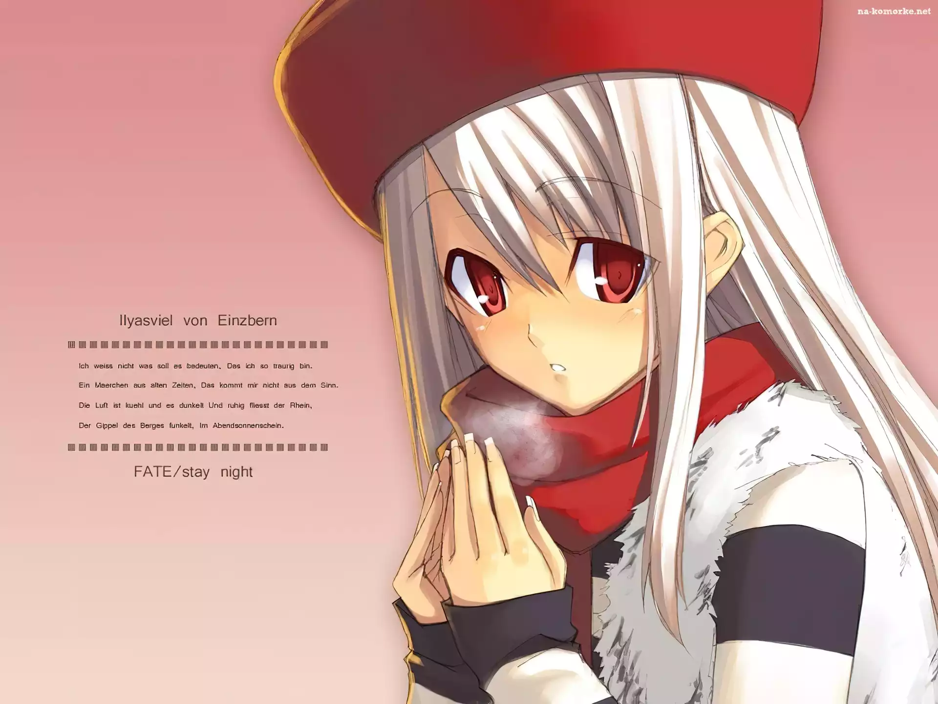 oczy, dziewczyna, Fate Stay Night, twarz, czapka, napisy