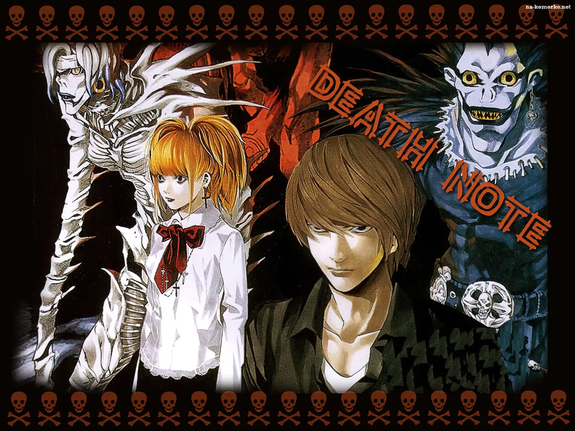 dziewczyna, Death Note, czaszka, potwór, chłopak