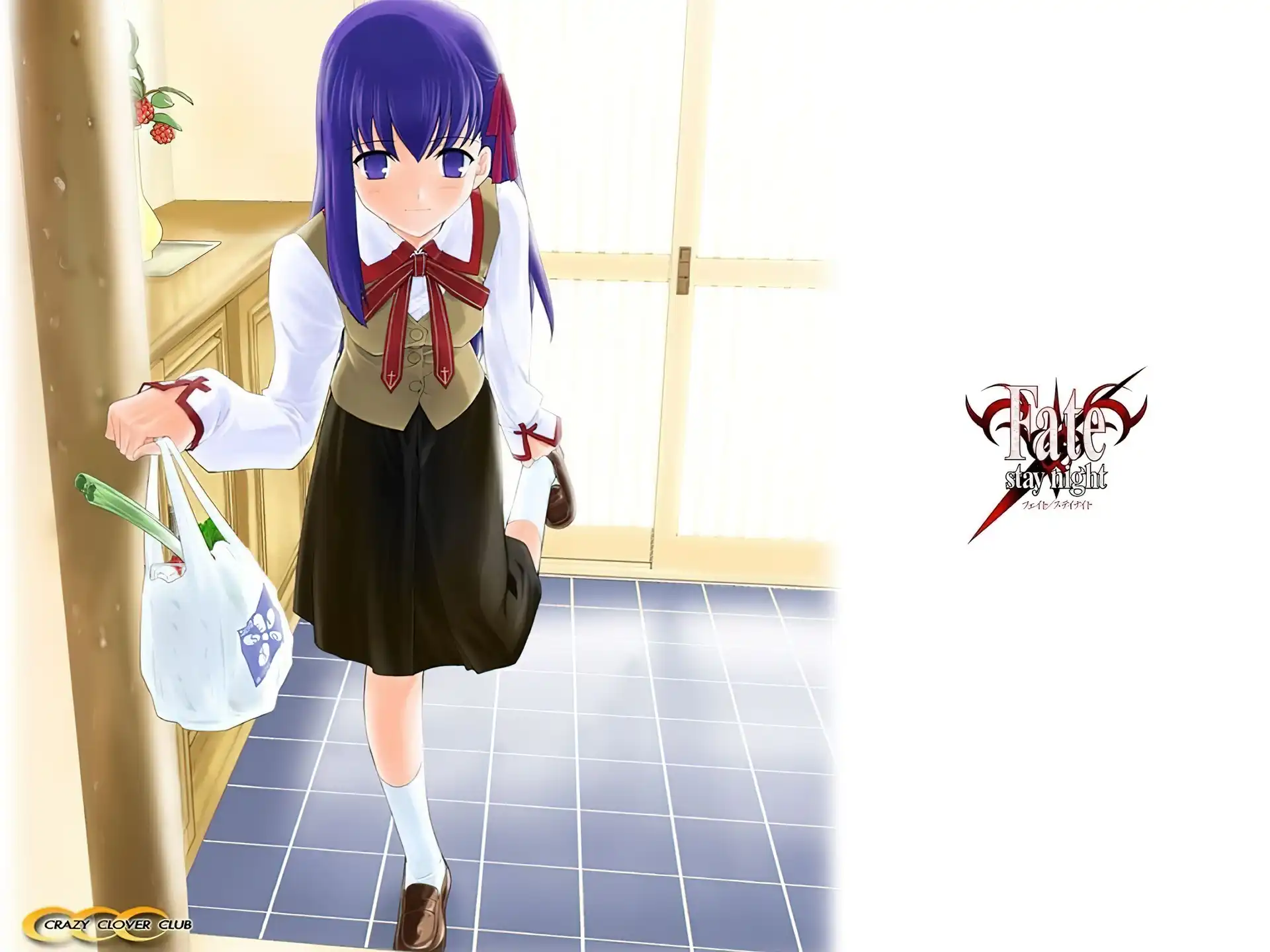 kuchnia, dziewczyna, Fate Stay Night, zakupy, dom, siatka
