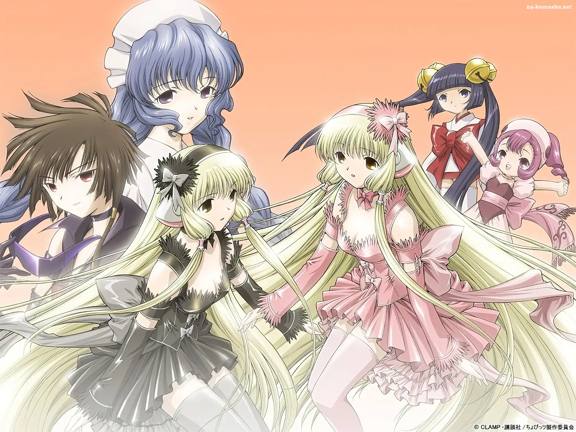 dziewczyny, Chobits, suknia, kokarda, włosy
